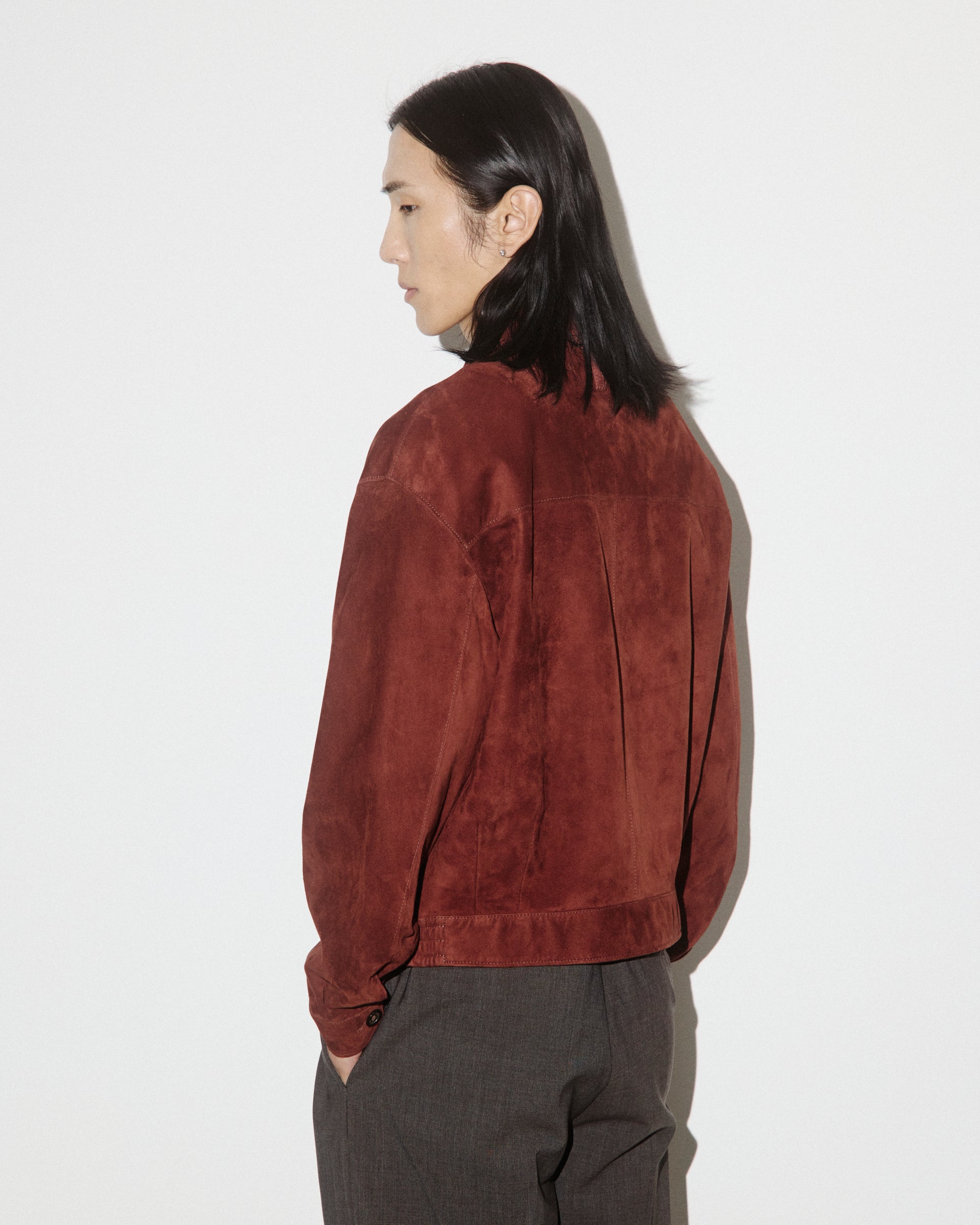 Giubbotto bomber Stan in suede sfoderato. Arancione - Ruggine