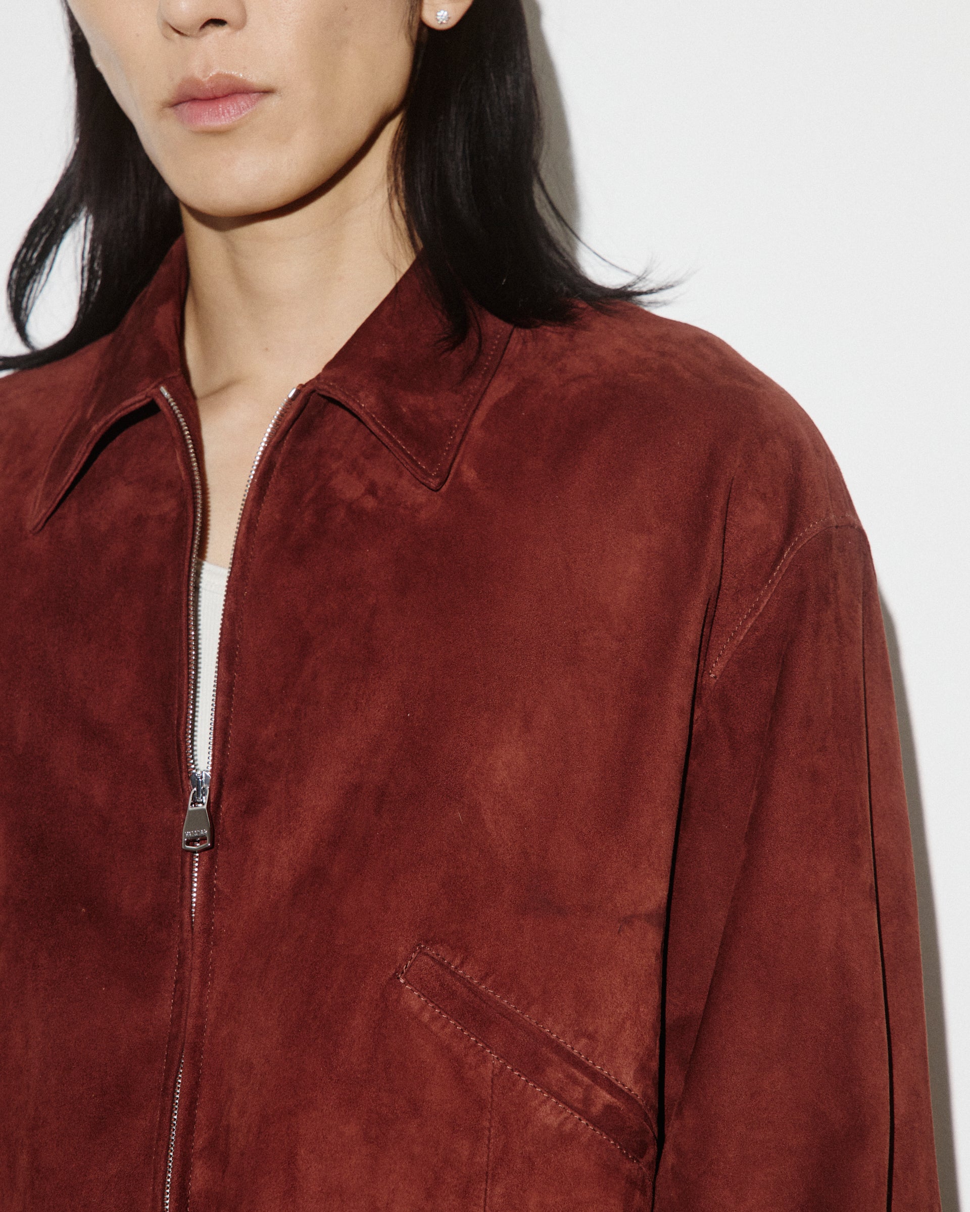 Giubbotto bomber Stan in suede sfoderato. Arancione - Ruggine