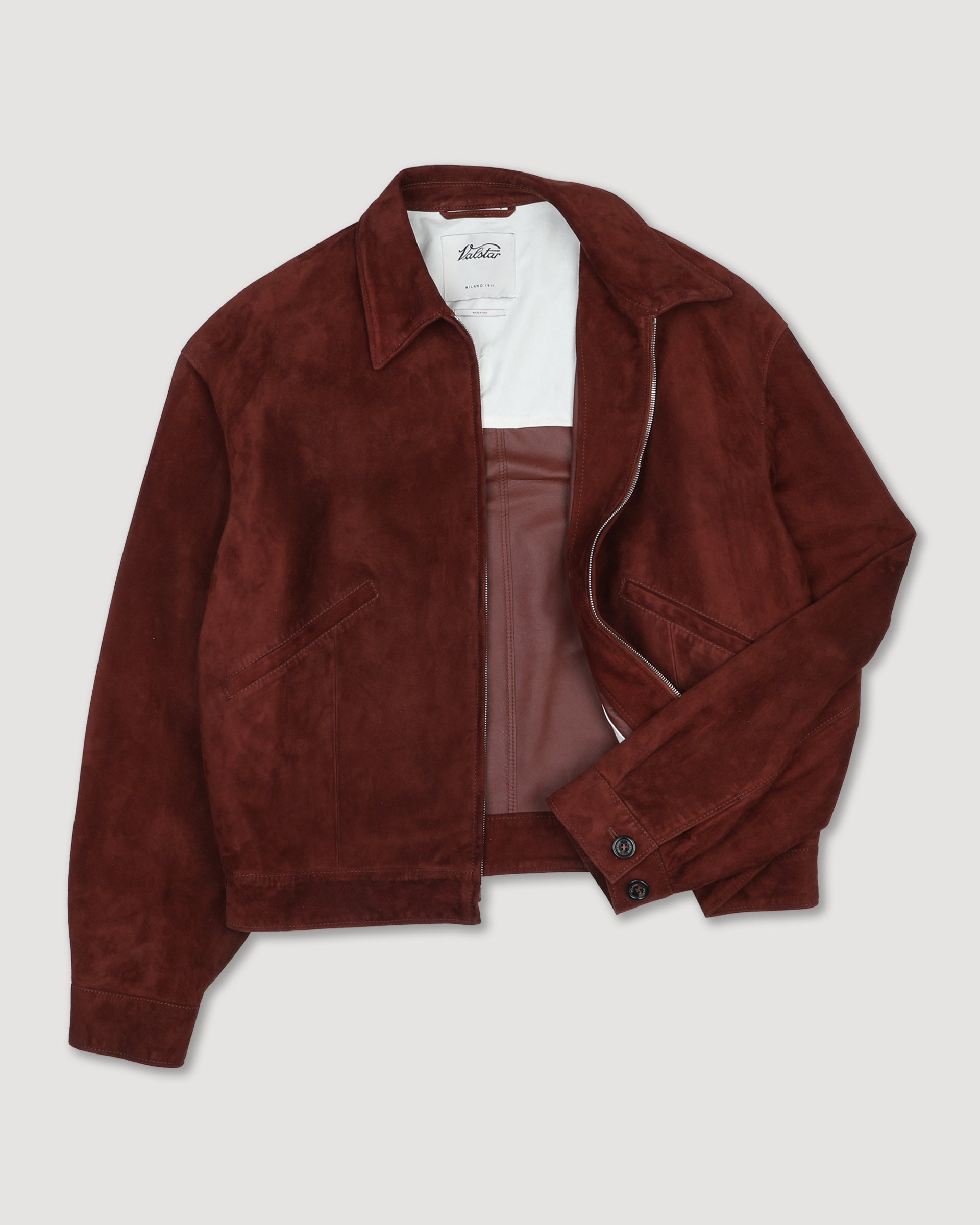 Giubbotto bomber Stan in suede sfoderato. Arancione - Ruggine