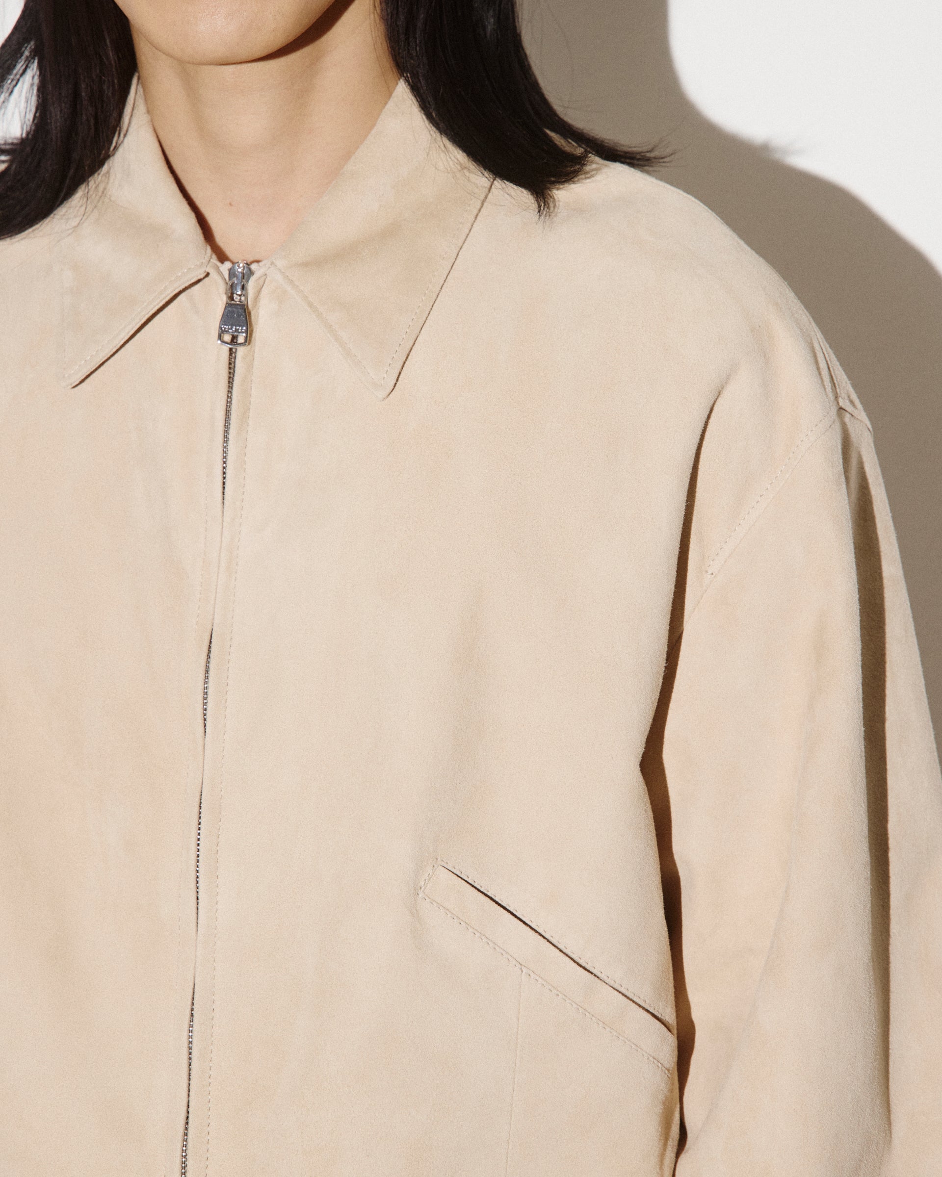 Giubbotto bomber Stan in suede sfoderato. Beige - Sisal
