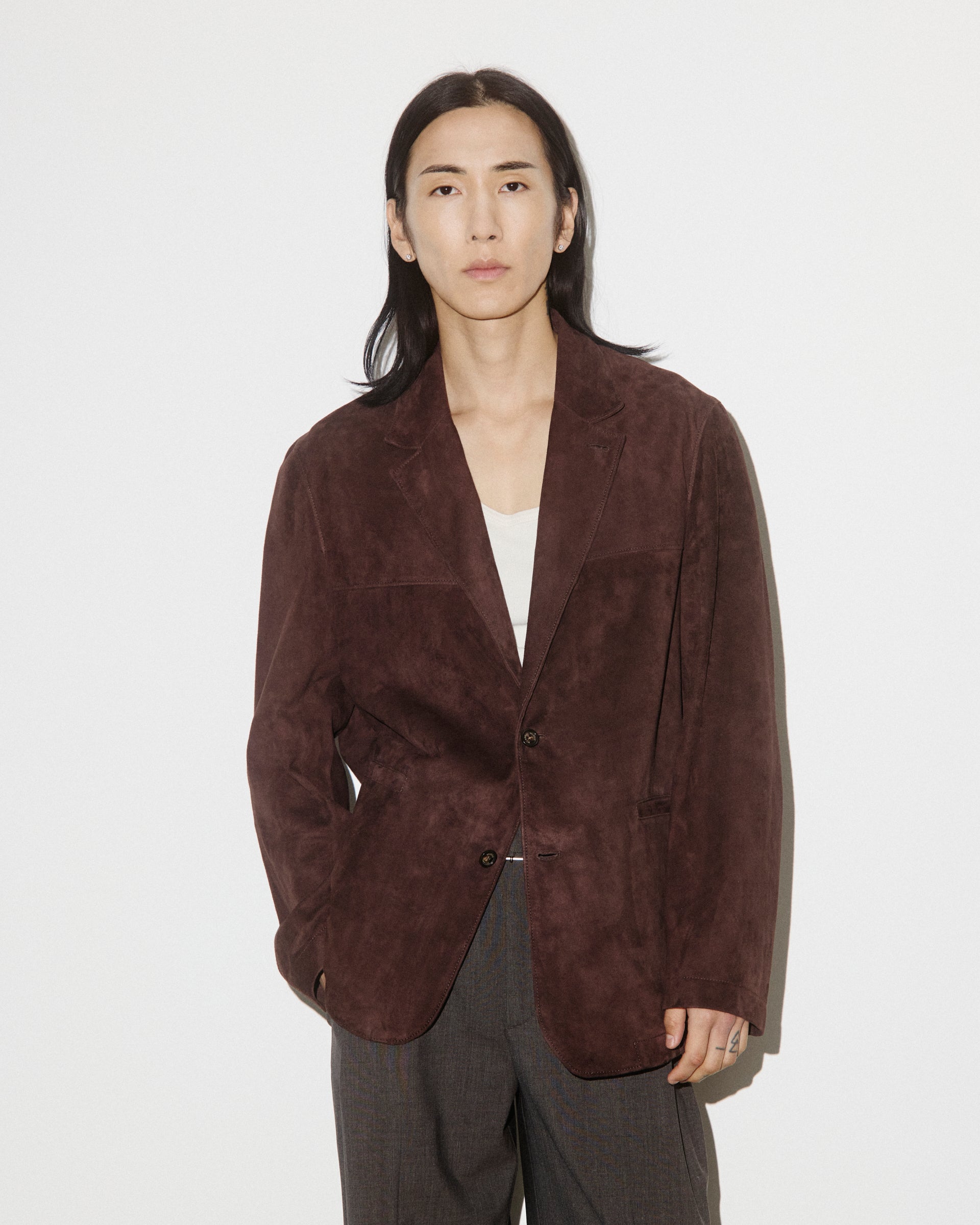 Blazer Miller in suede, sfoderato. Marrone - Caffè