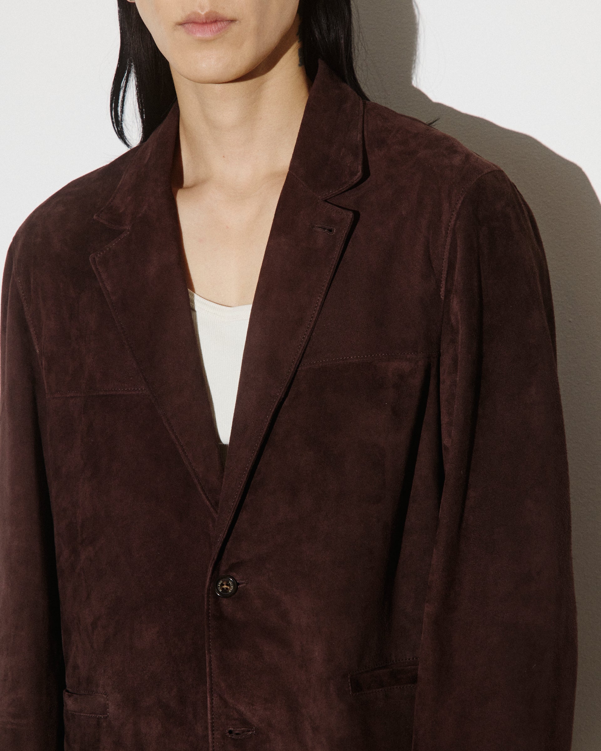 Blazer Miller in suede, sfoderato. Marrone - Caffè