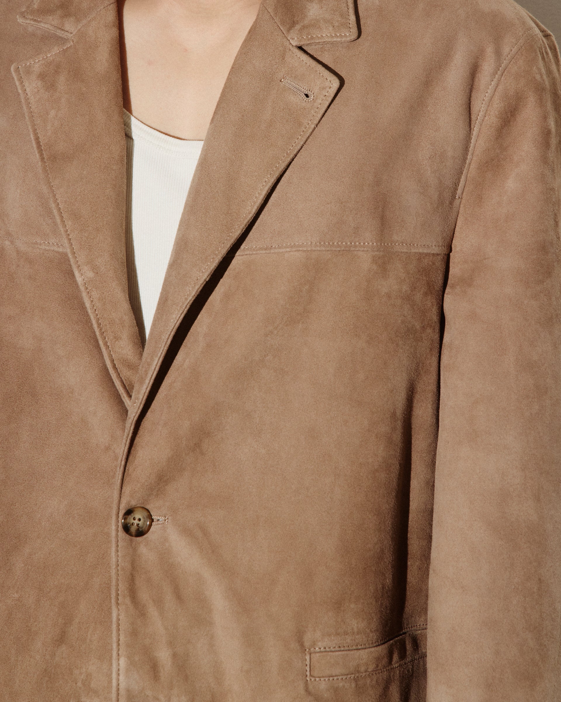 Blazer Miller in suede, sfoderato.. Beige - Grege