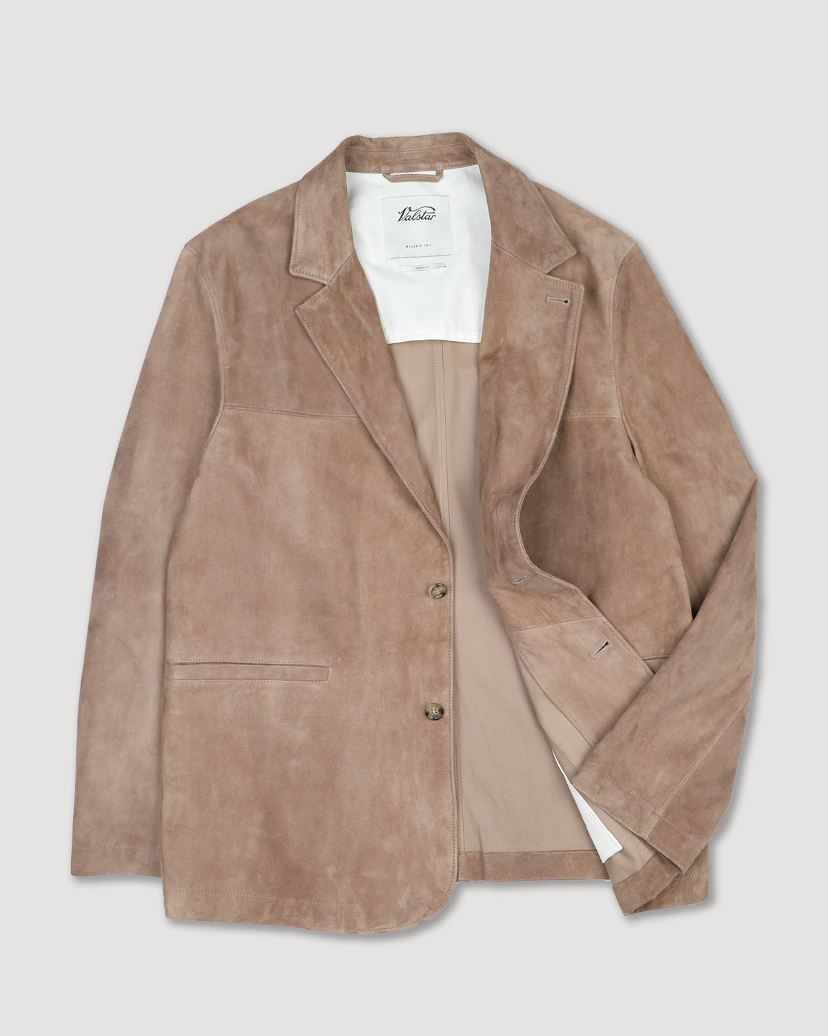 Blazer Miller in suede, sfoderato.. Beige - Grege