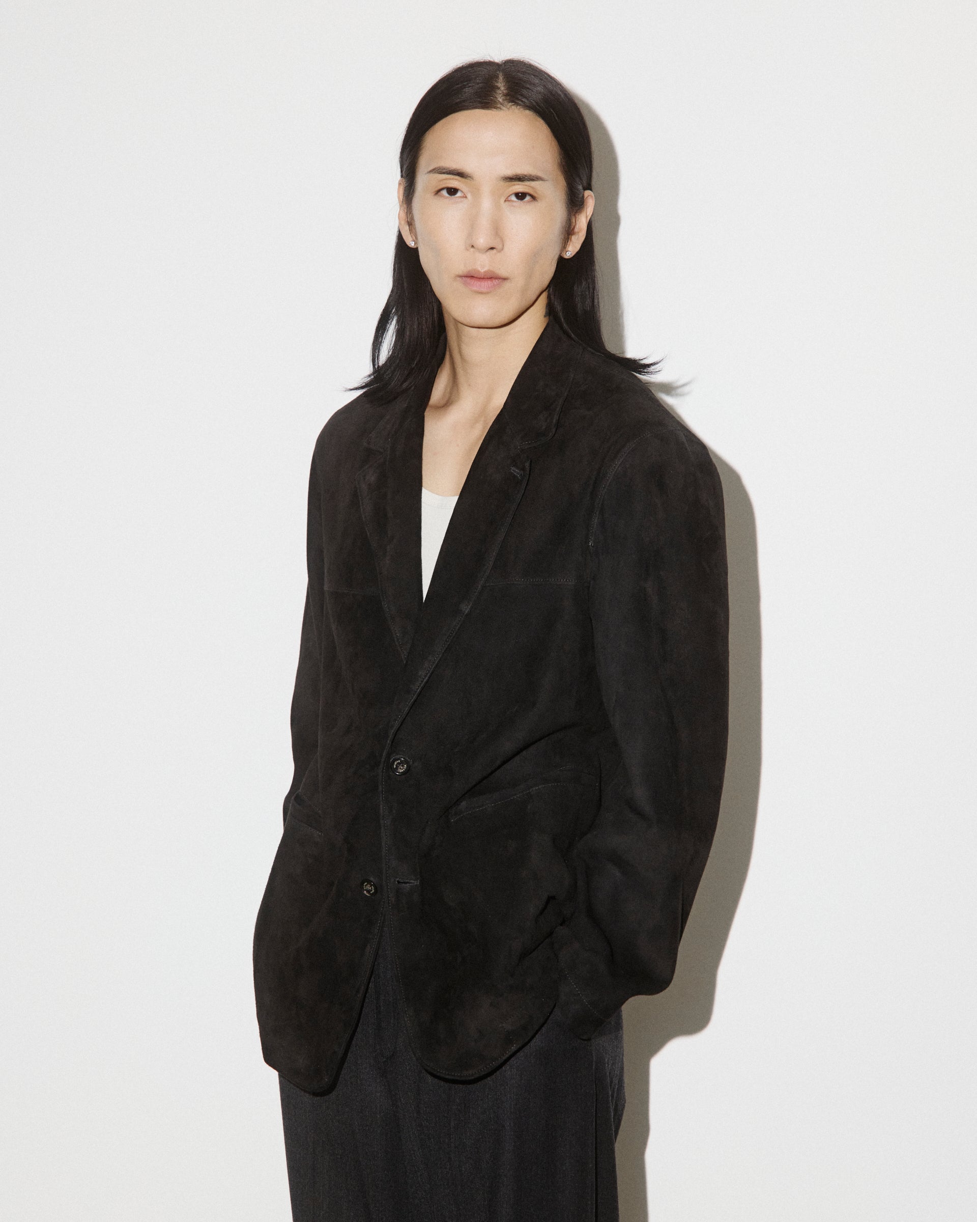 Blazer Miller in suede, sfoderato. Nero - Black