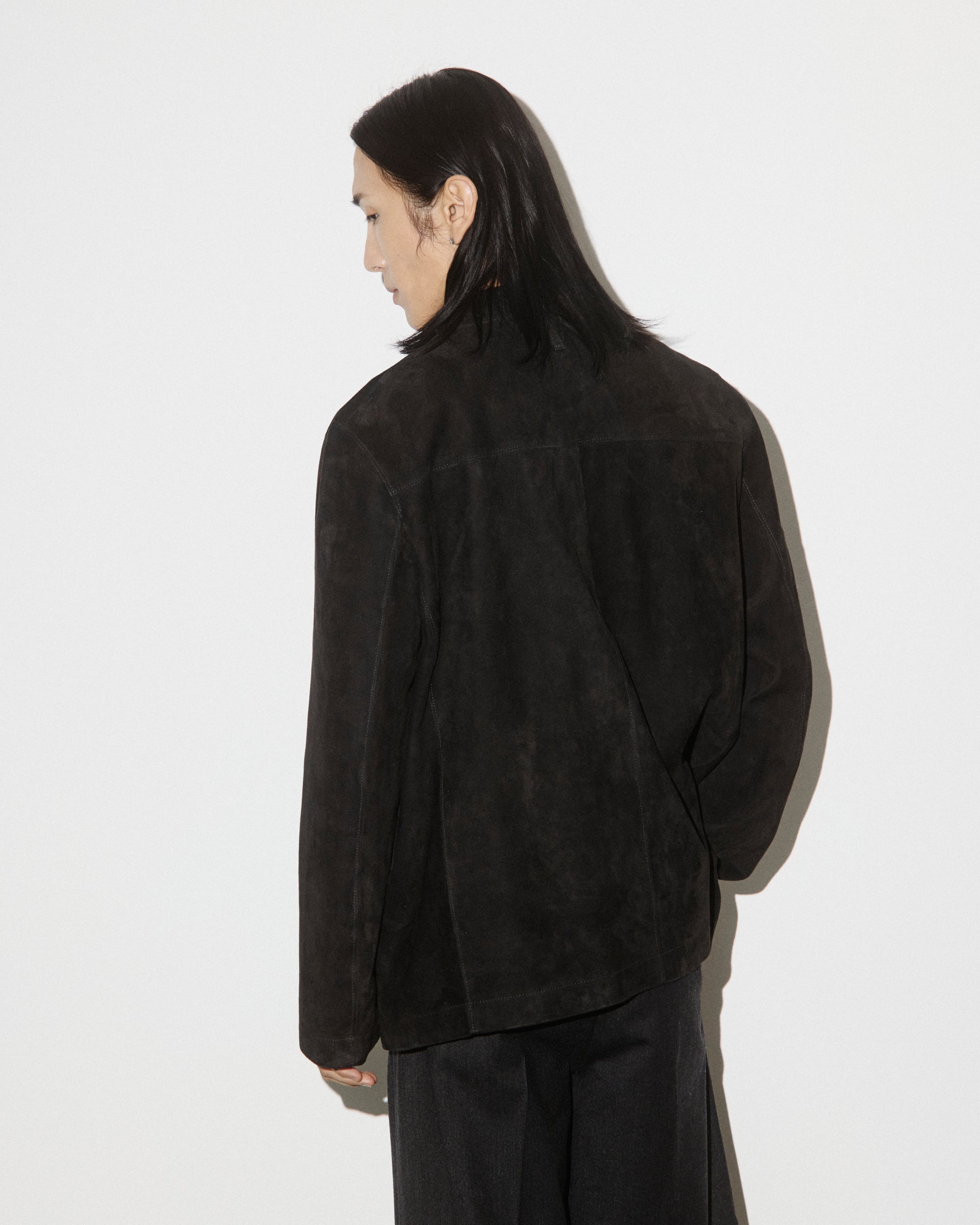Blazer Miller in suede, sfoderato. Nero - Black