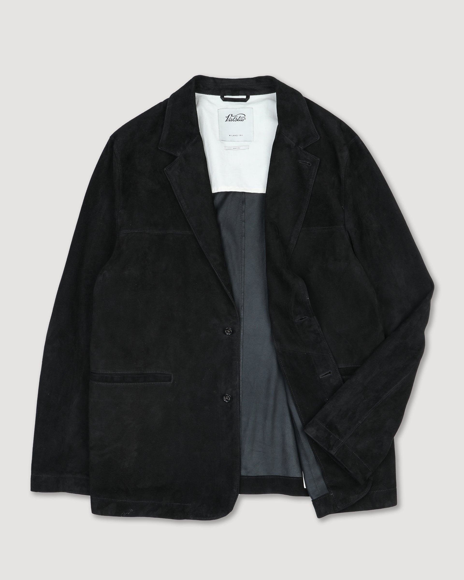 Blazer Miller in suede, sfoderato. Nero - Black