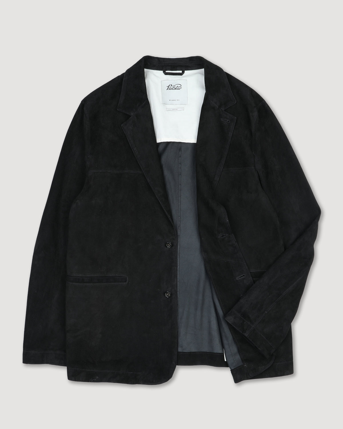 Blazer Miller in suede, sfoderato. Nero - Black