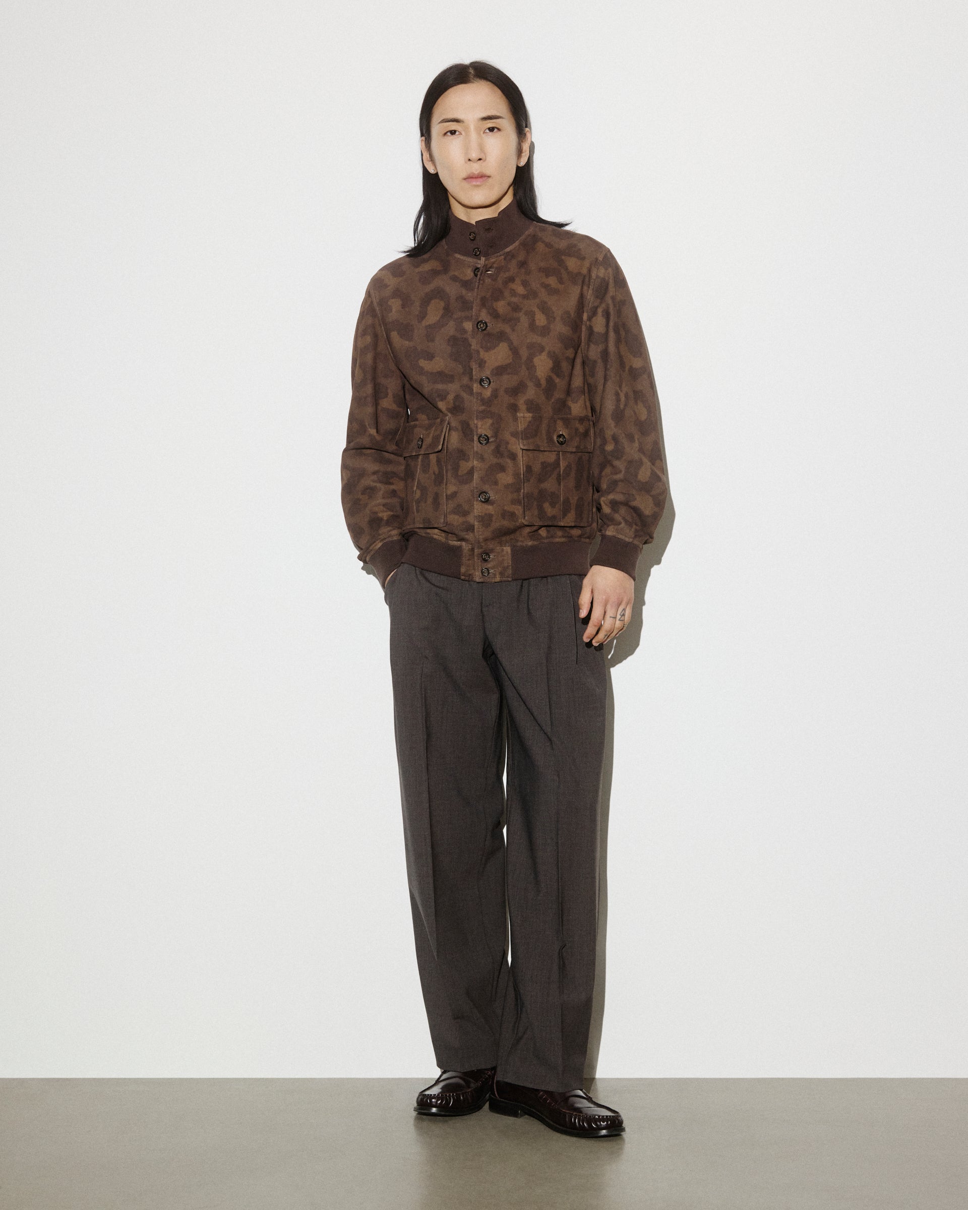 Giubbotto Valstarino in suede stampato fantasia camouflage, sfoderato - Camouflage