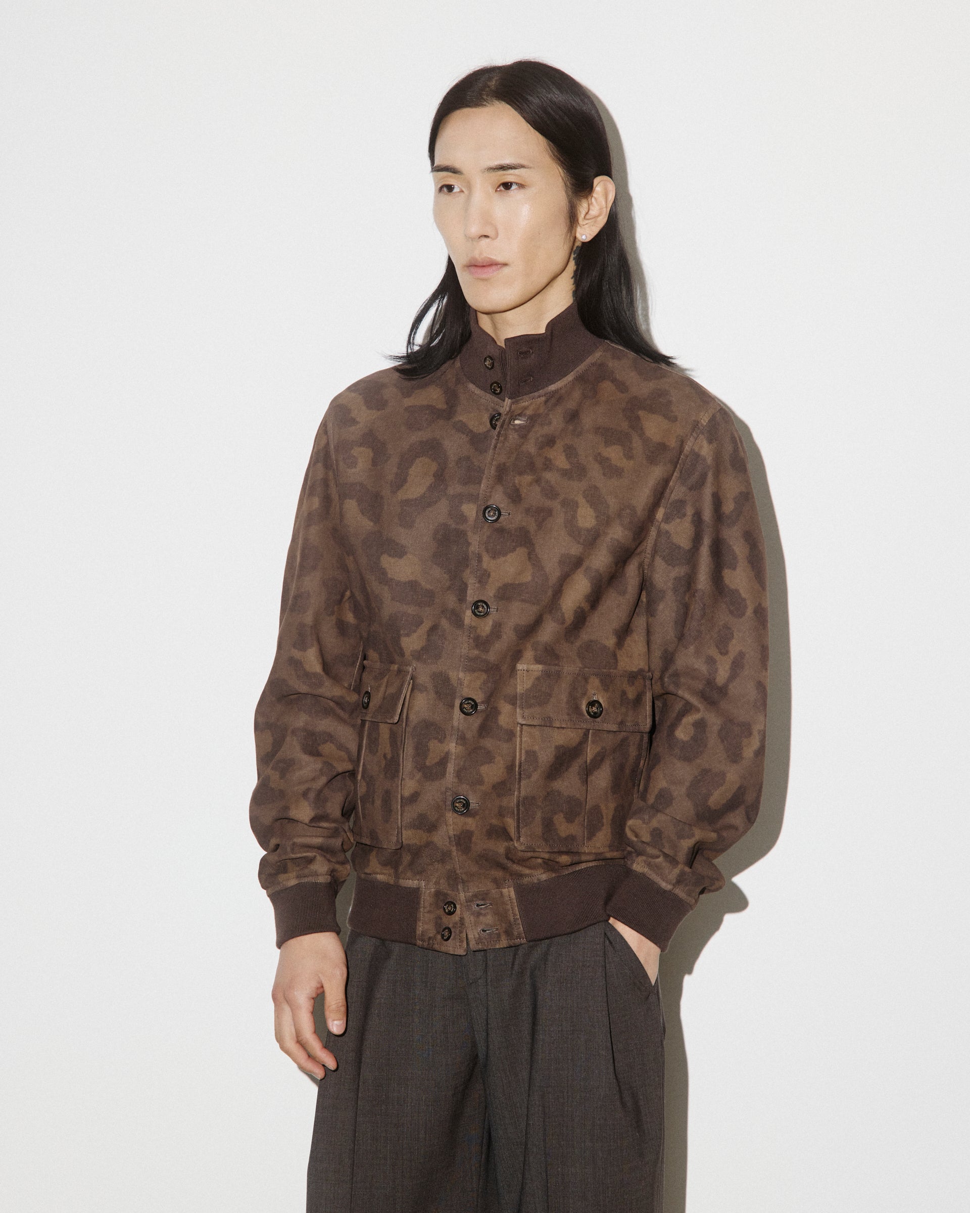 Giubbotto Valstarino in suede stampato fantasia camouflage, sfoderato - Camouflage