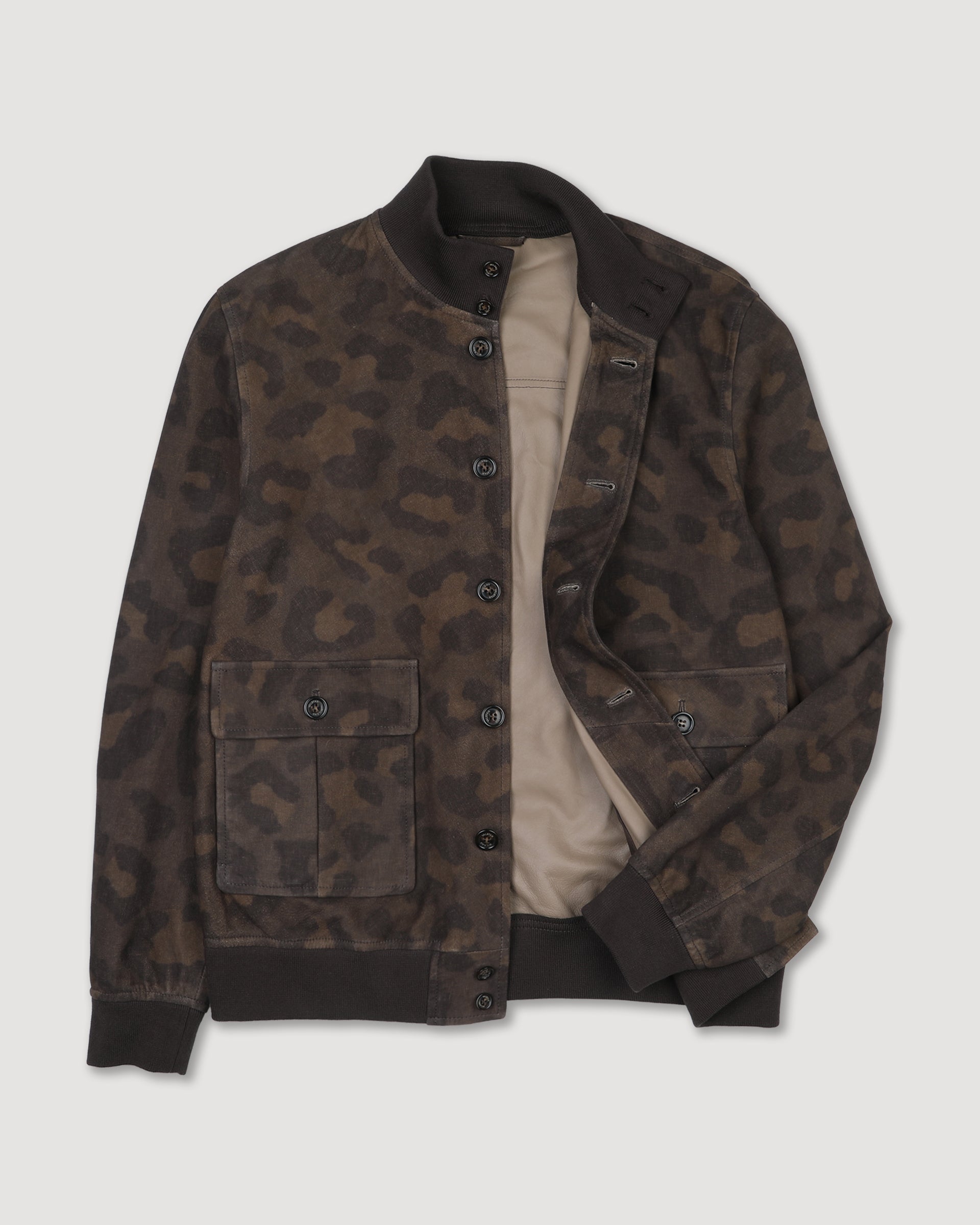 Giubbotto Valstarino in suede stampato fantasia camouflage, sfoderato - Camouflage