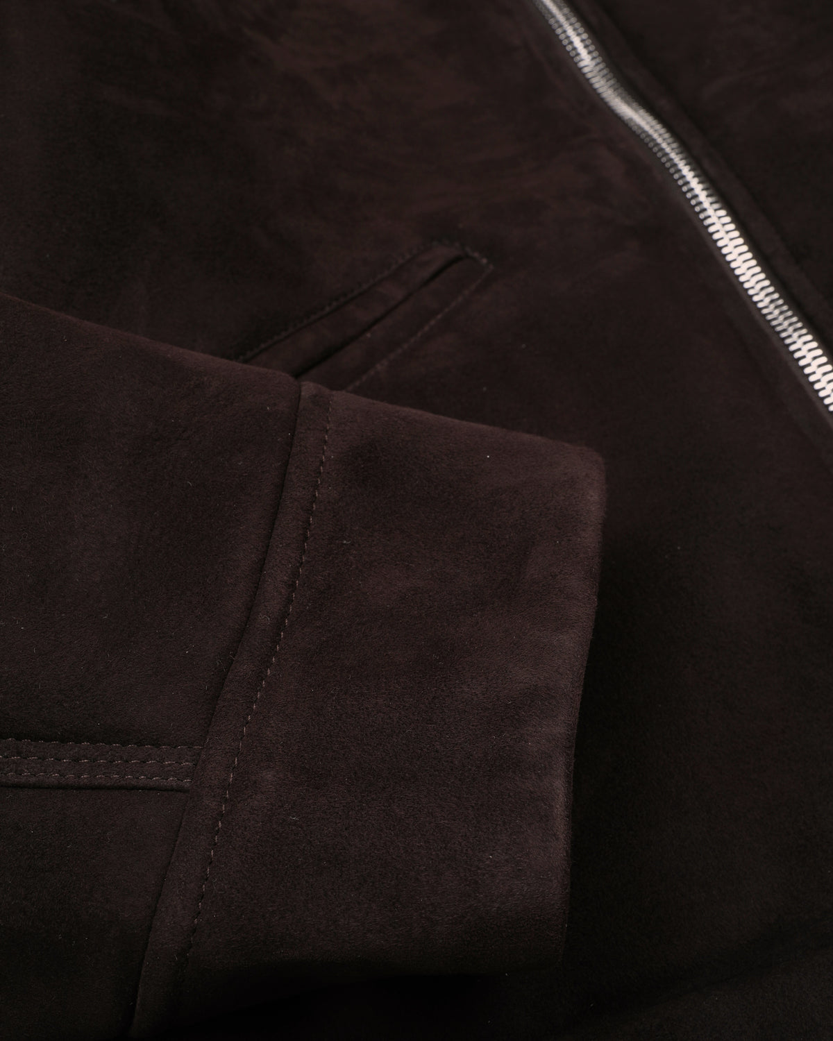 Zip jacket Henry in montone suede. Marrone - Testa di moro/Moro scuro