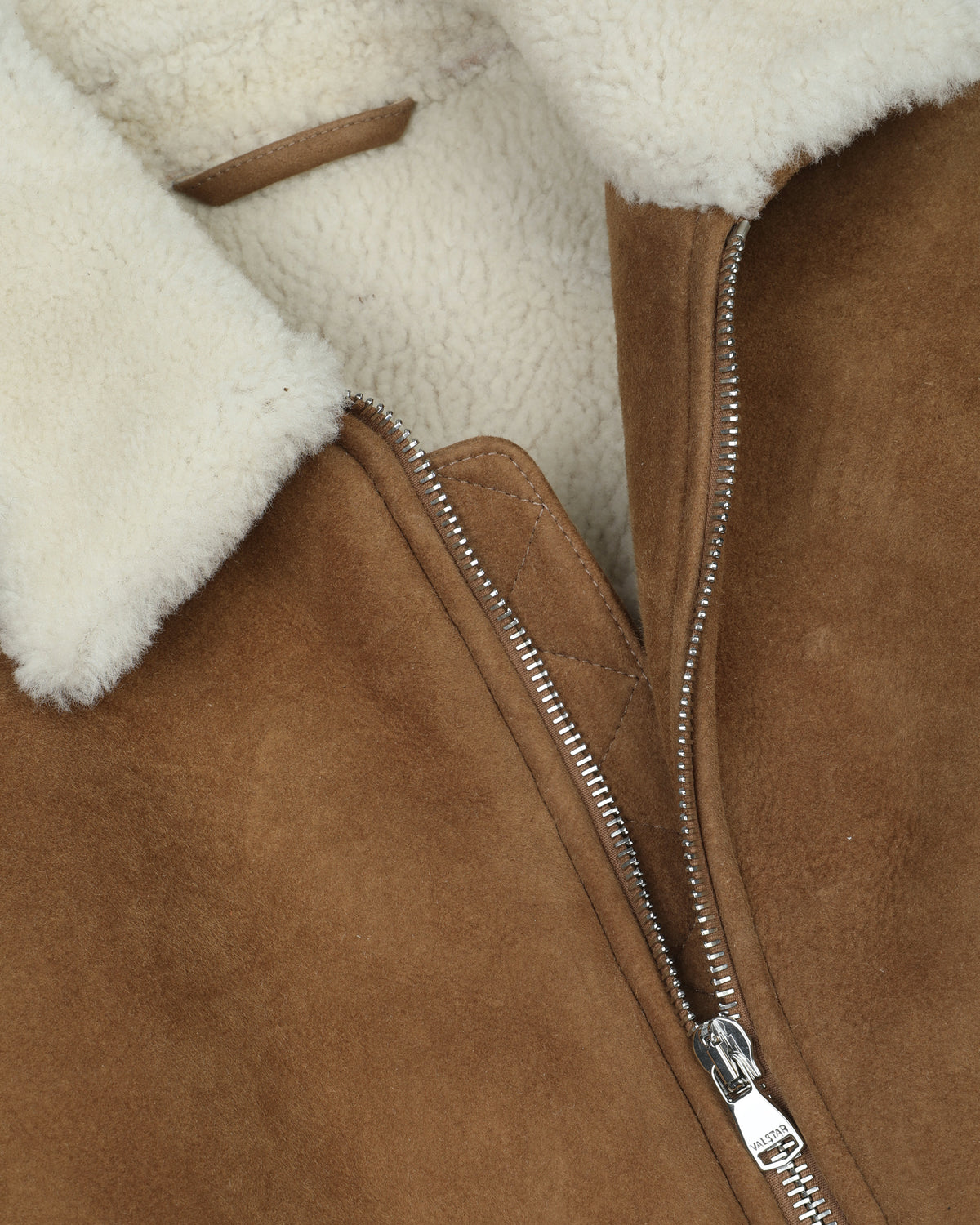 Zip jacket Henry in montone suede. Marrone - Sandal/Naturale