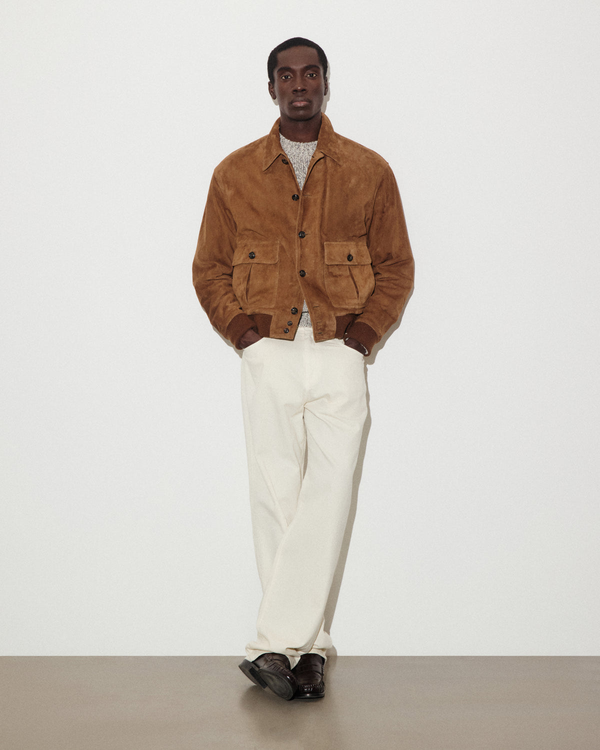 Giubbotto bomber Colin in suede, foderato. Marrone - Tobacco