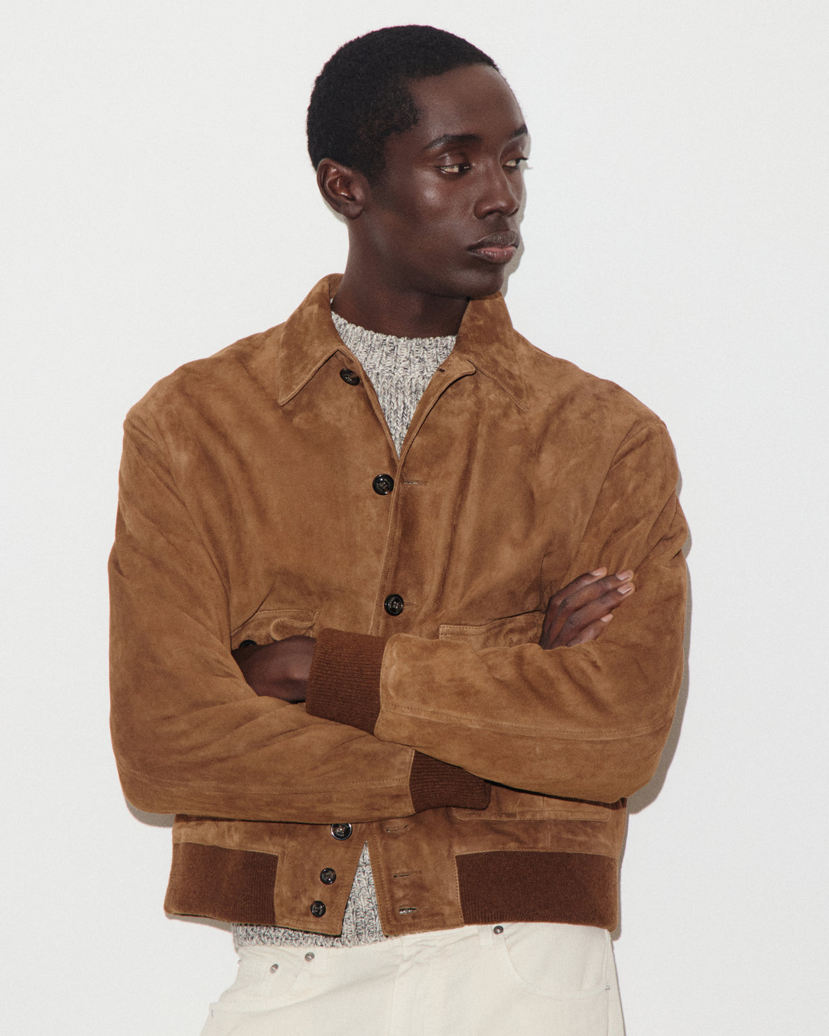 Giubbotto bomber Colin in suede, foderato. Marrone - Tobacco
