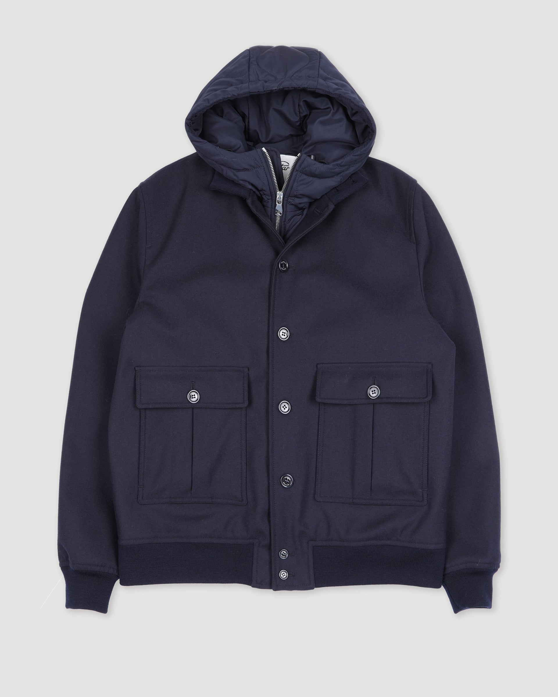 Giubbotto Valstarino in flanella di lana water repellent con gilet interno staccabile. Blu - Blue