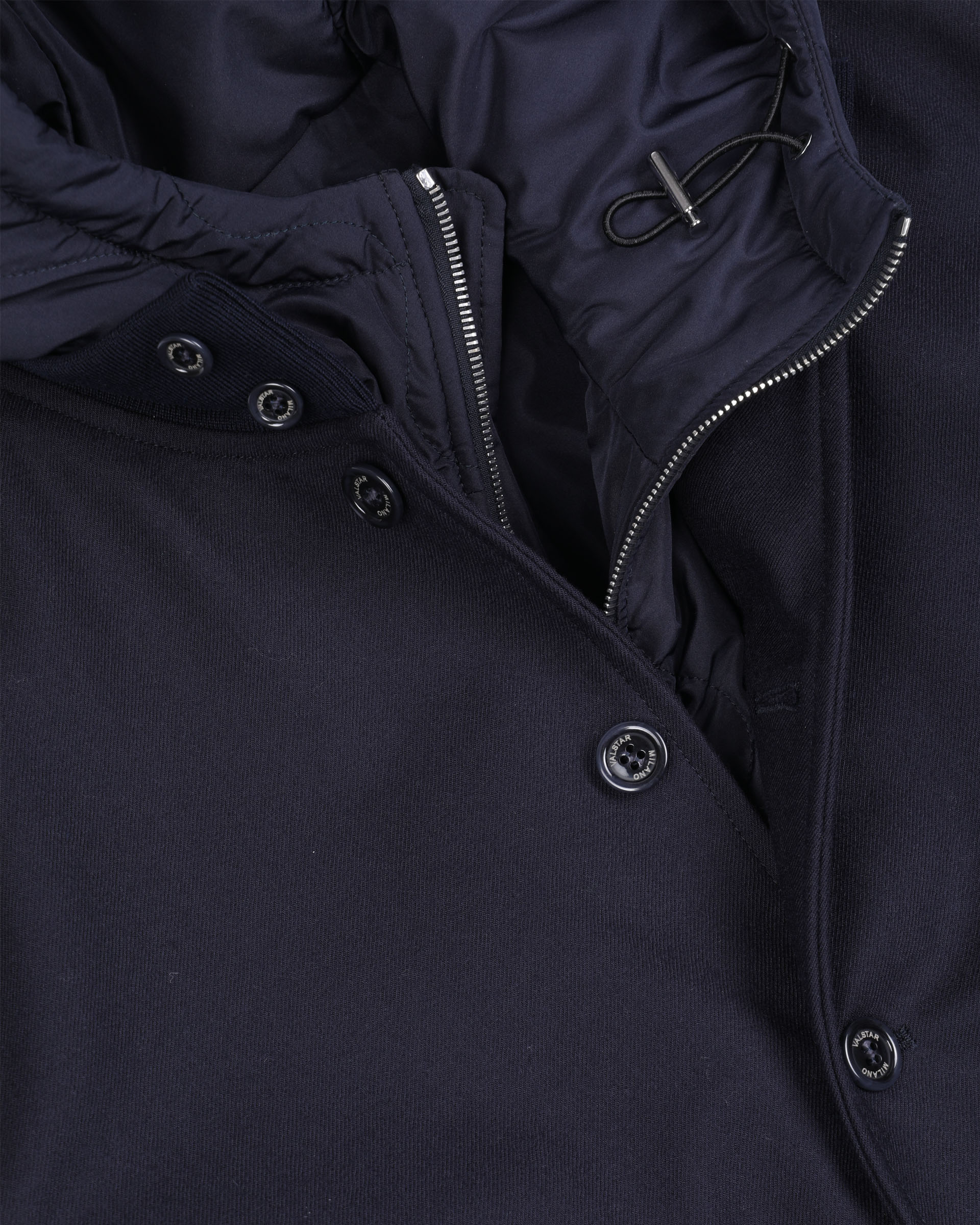 Giubbotto Valstarino in flanella di lana water repellent con gilet interno staccabile. Blu - Blue