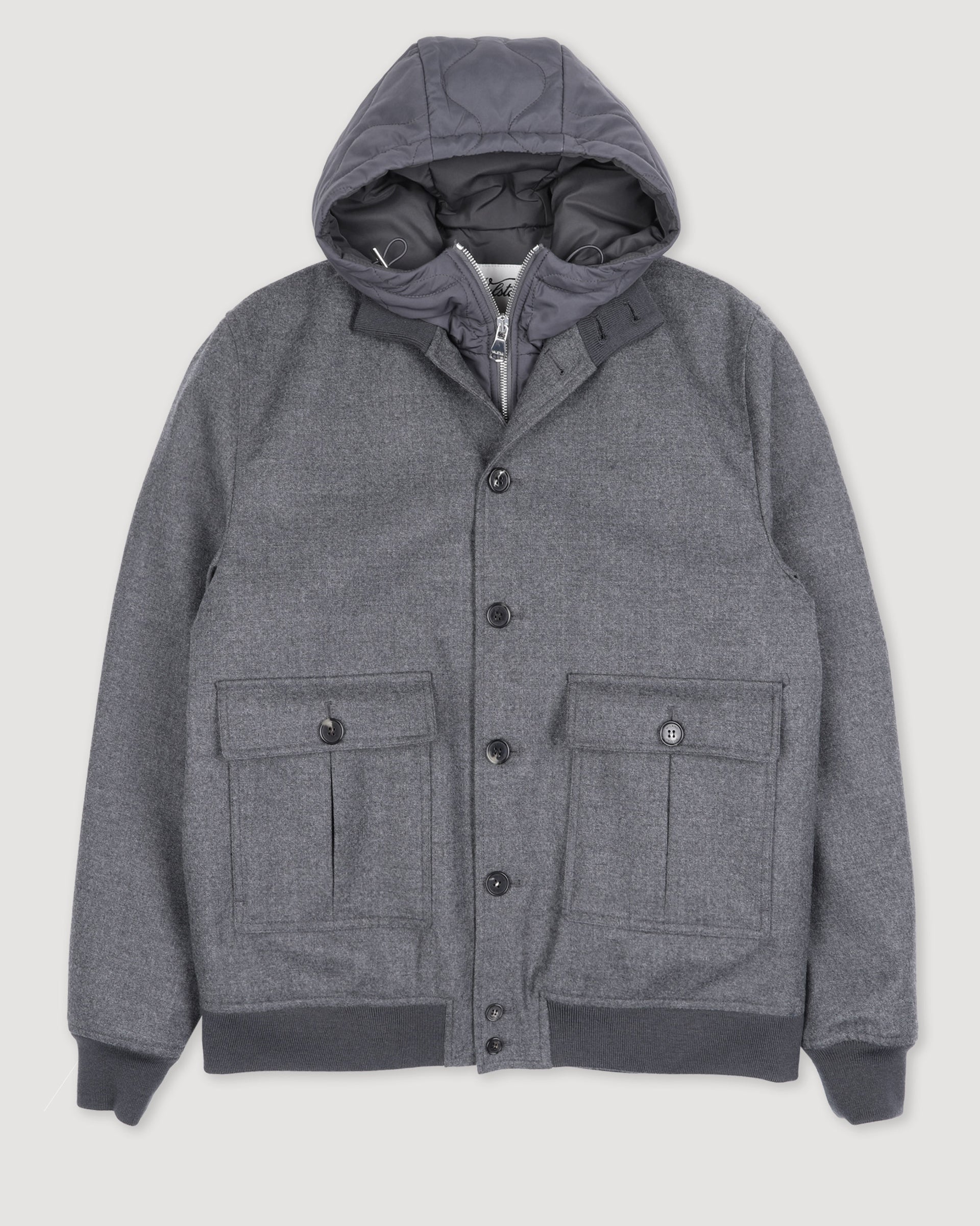 Giubbotto Valstarino in flanella di lana water repellent con gilet interno staccabile. Grigio - Dark grey