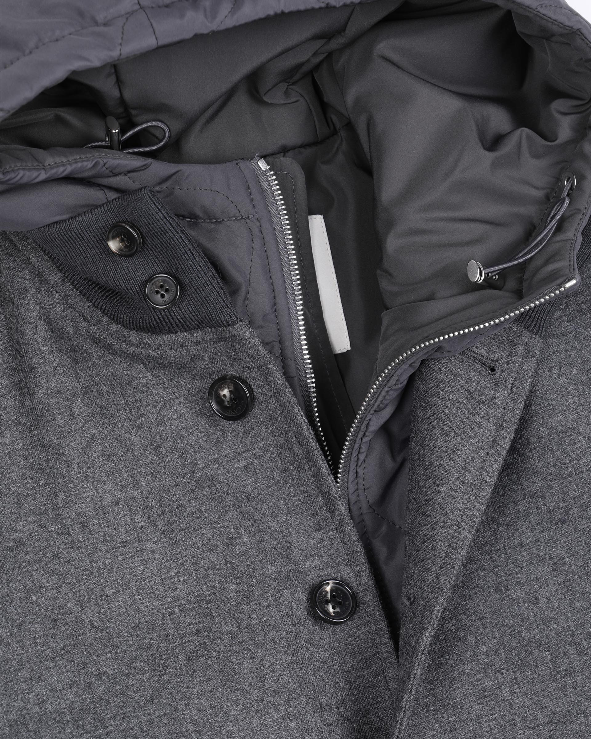 Valstarino jacket in water-repellent wool flannel with a detachable in