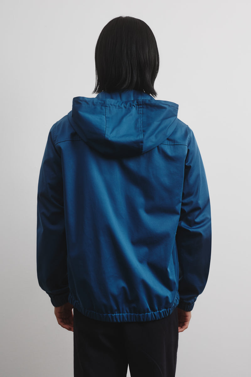 Hooded zip jacket in 2 layer bonded techno fabric. Lined. Blue - Ottan