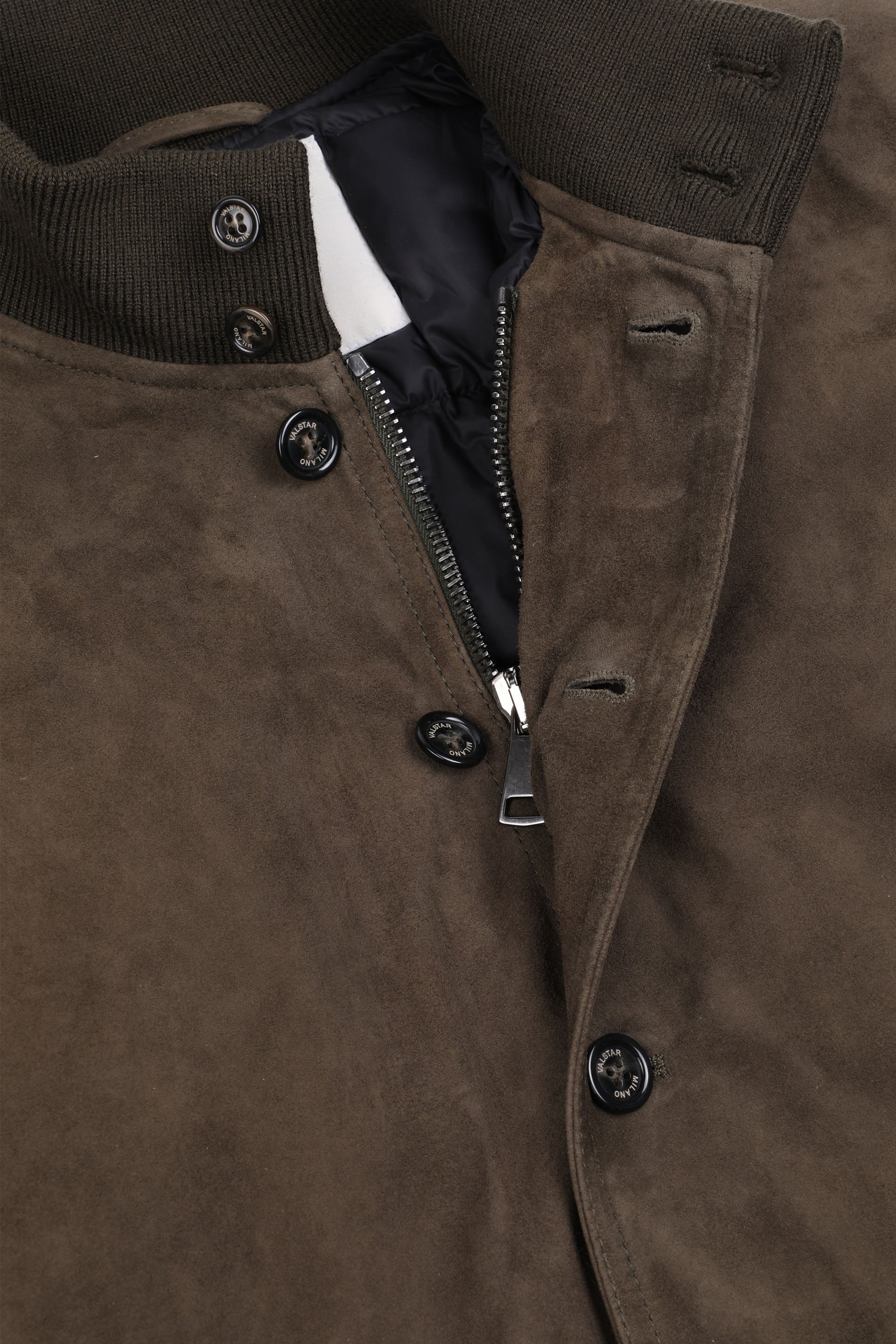 GIUBBOTTO VALSTARINO IMBOTTITO PIUMA, SUEDE - Dark olive