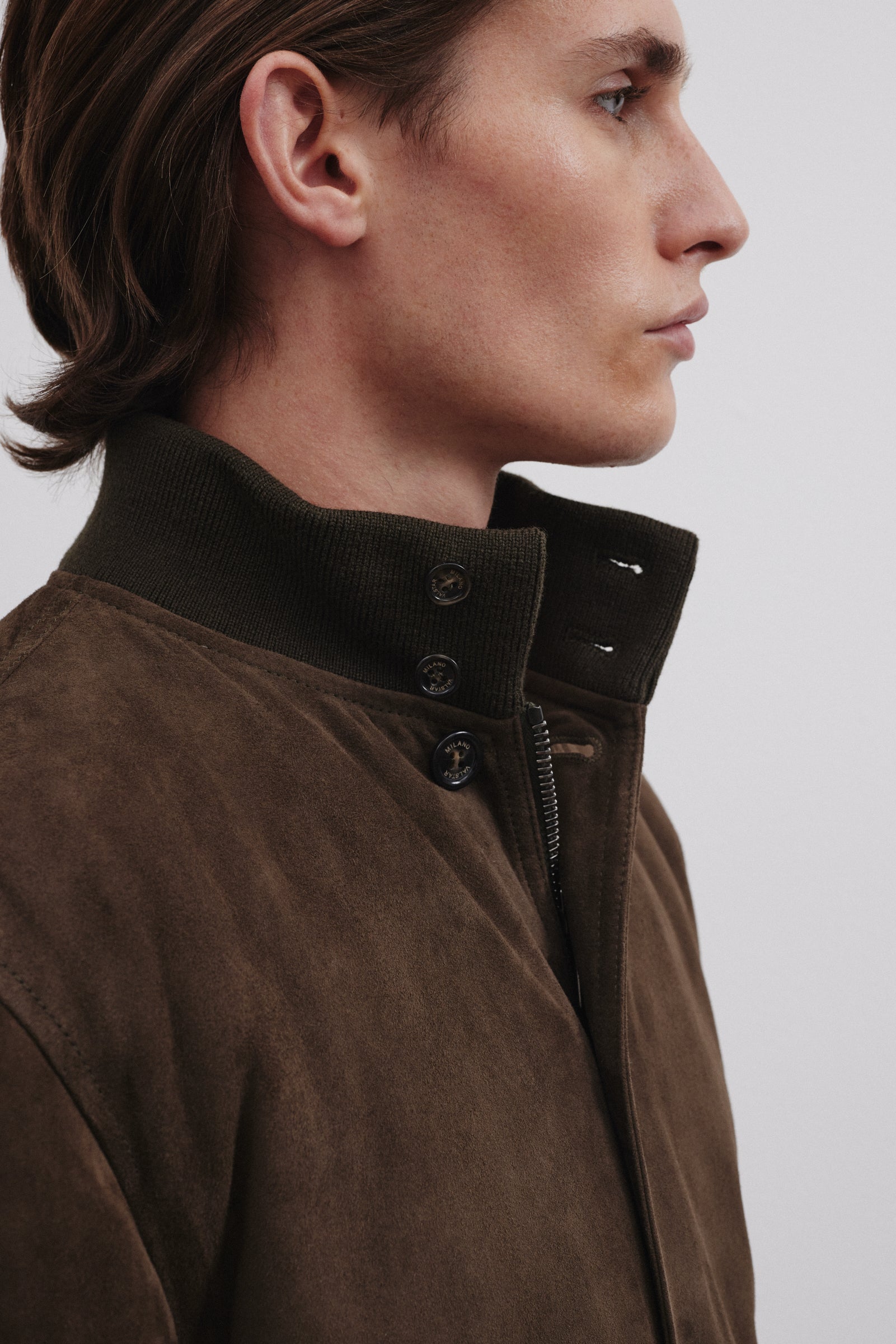 GIUBBOTTO VALSTARINO IMBOTTITO PIUMA, SUEDE - Dark olive