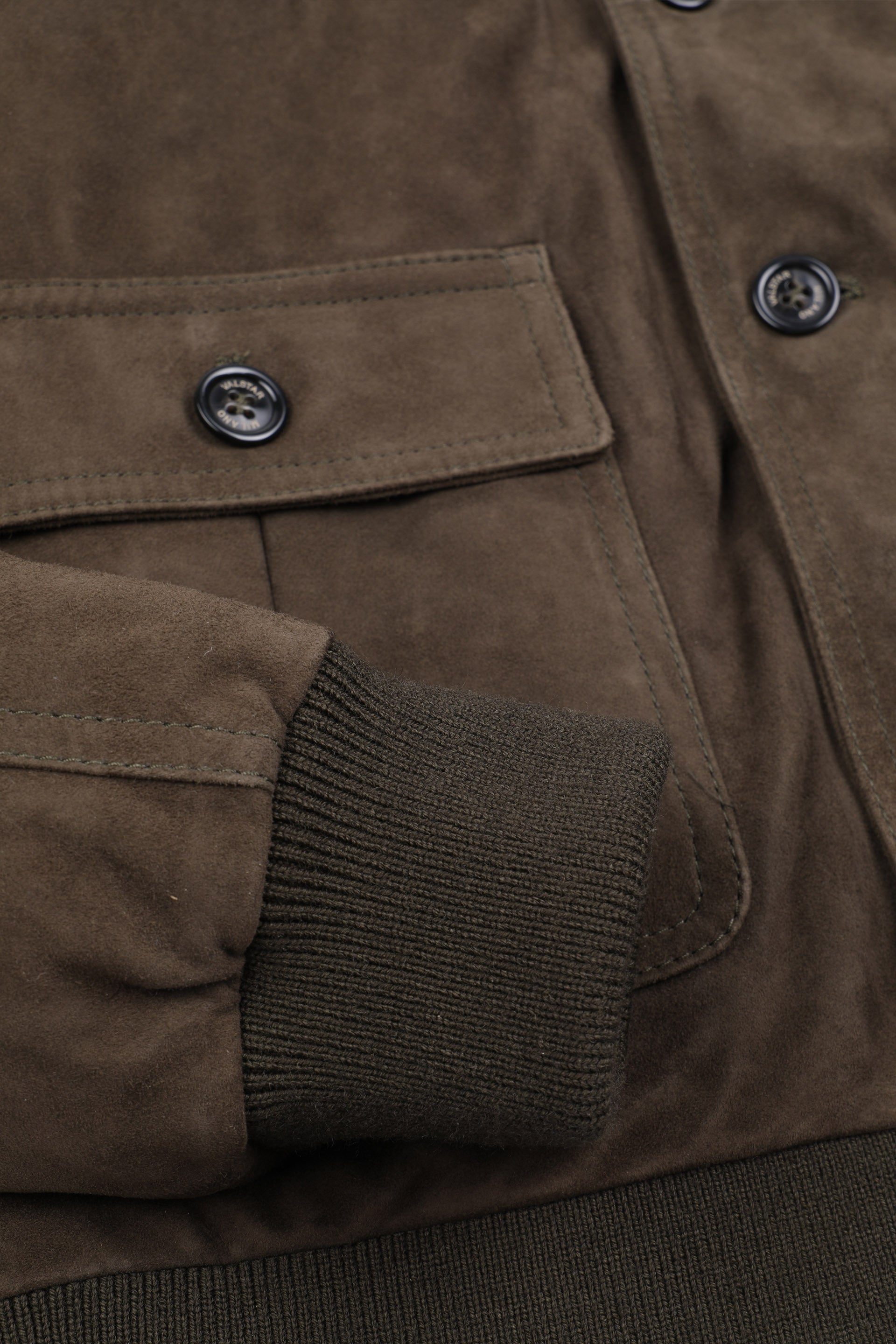 GIUBBOTTO VALSTARINO IMBOTTITO PIUMA, SUEDE - Dark olive