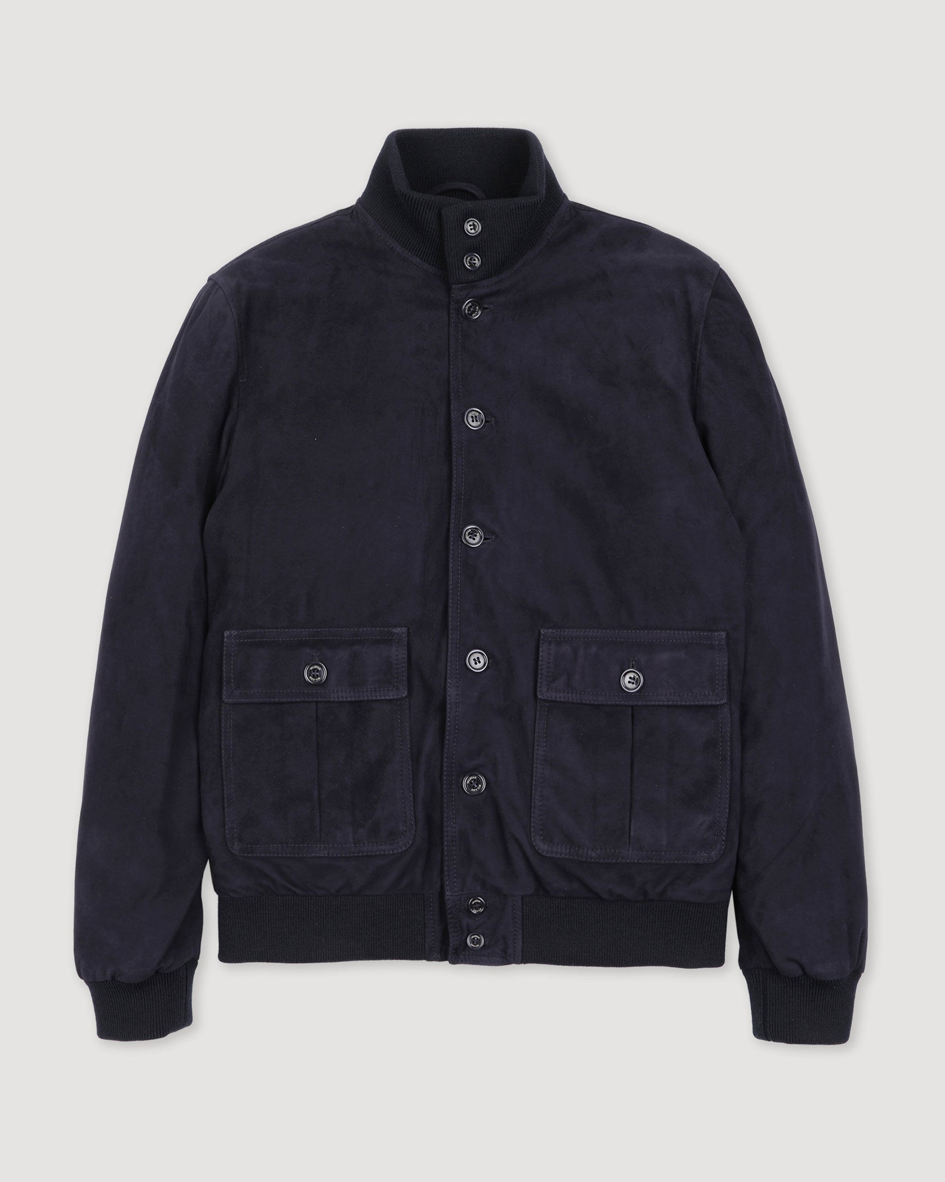 Giubbotto Valstarino in suede imbottito in piuma con loop su collo dietro. Blu - Dark blue