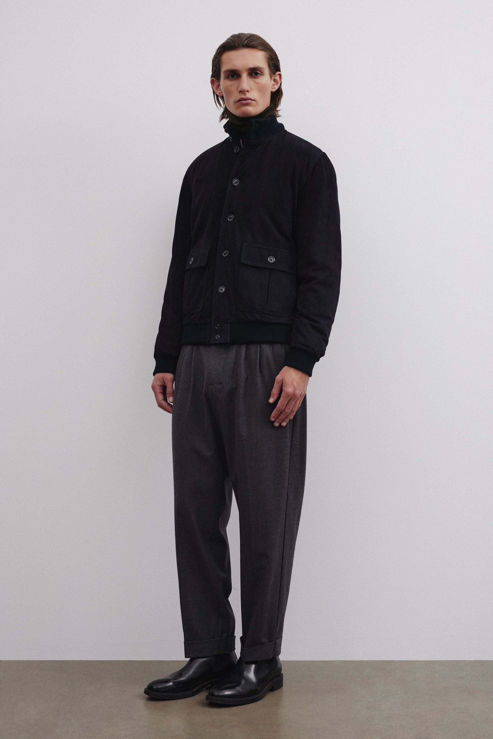 GIUBBOTTO VALSTARINO IMBOTTITO PIUMA, SUEDE - Dark blue