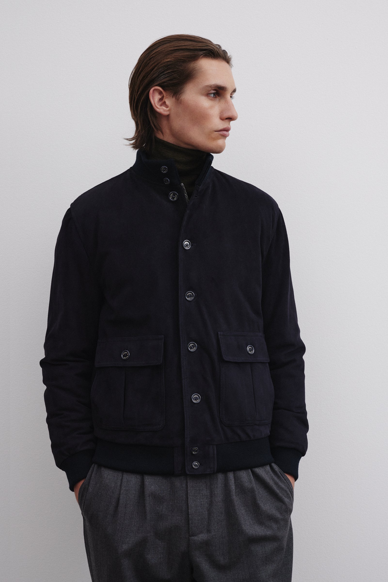 GIUBBOTTO VALSTARINO IMBOTTITO PIUMA, SUEDE - Dark blue