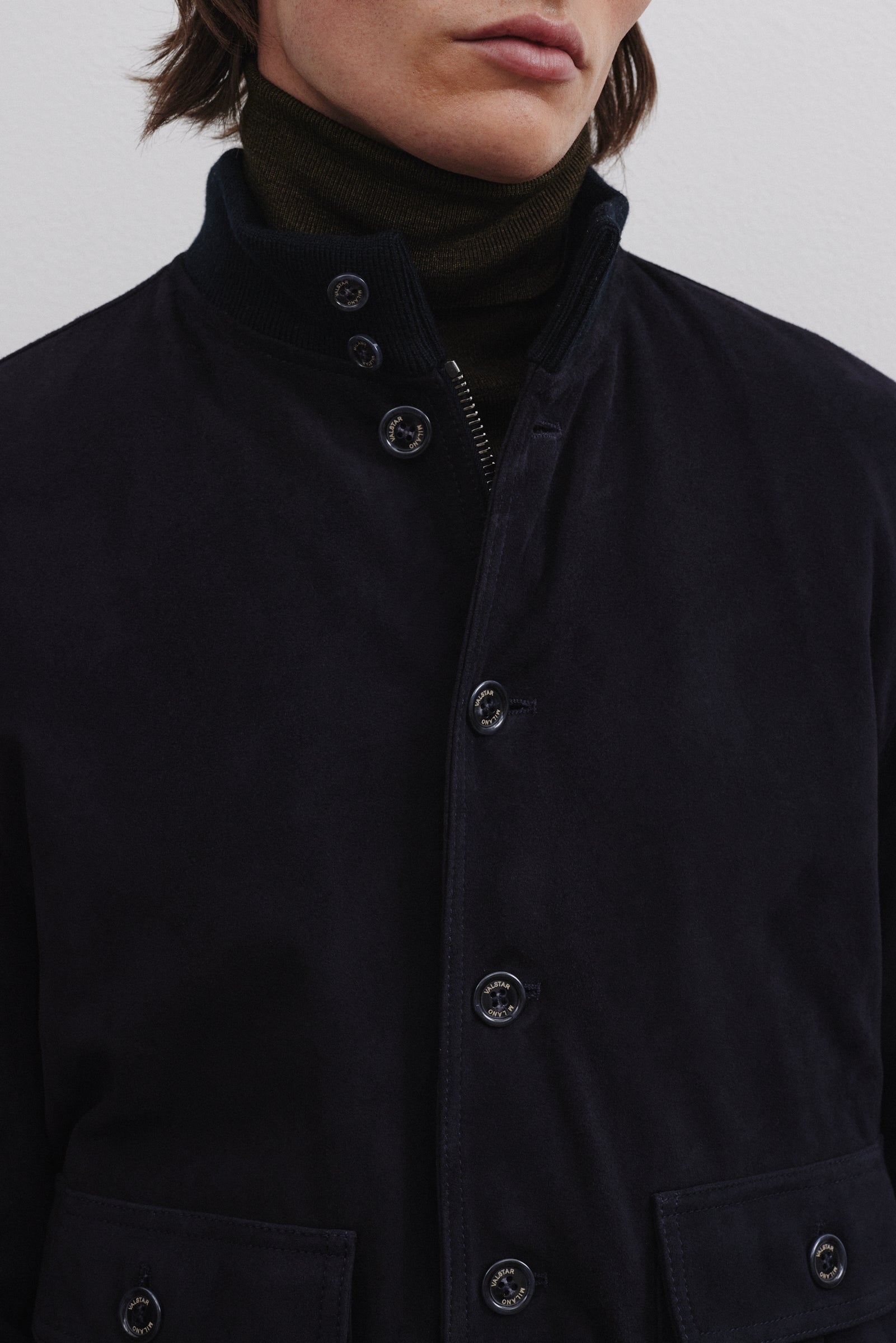 GIUBBOTTO VALSTARINO IMBOTTITO PIUMA, SUEDE - Dark blue