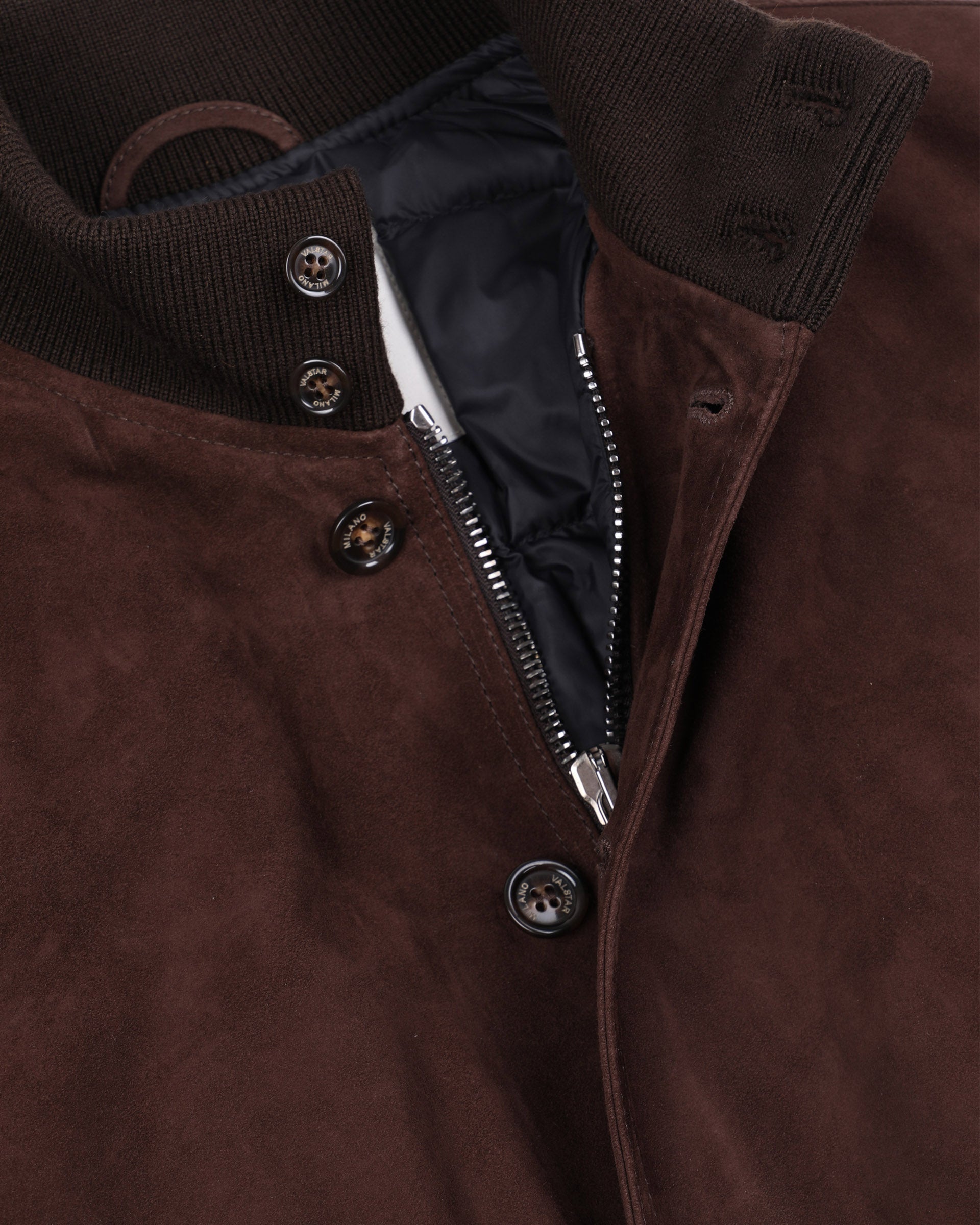 Giubbotto Valstarino in suede imbottito in piuma. Marrone - Caffè