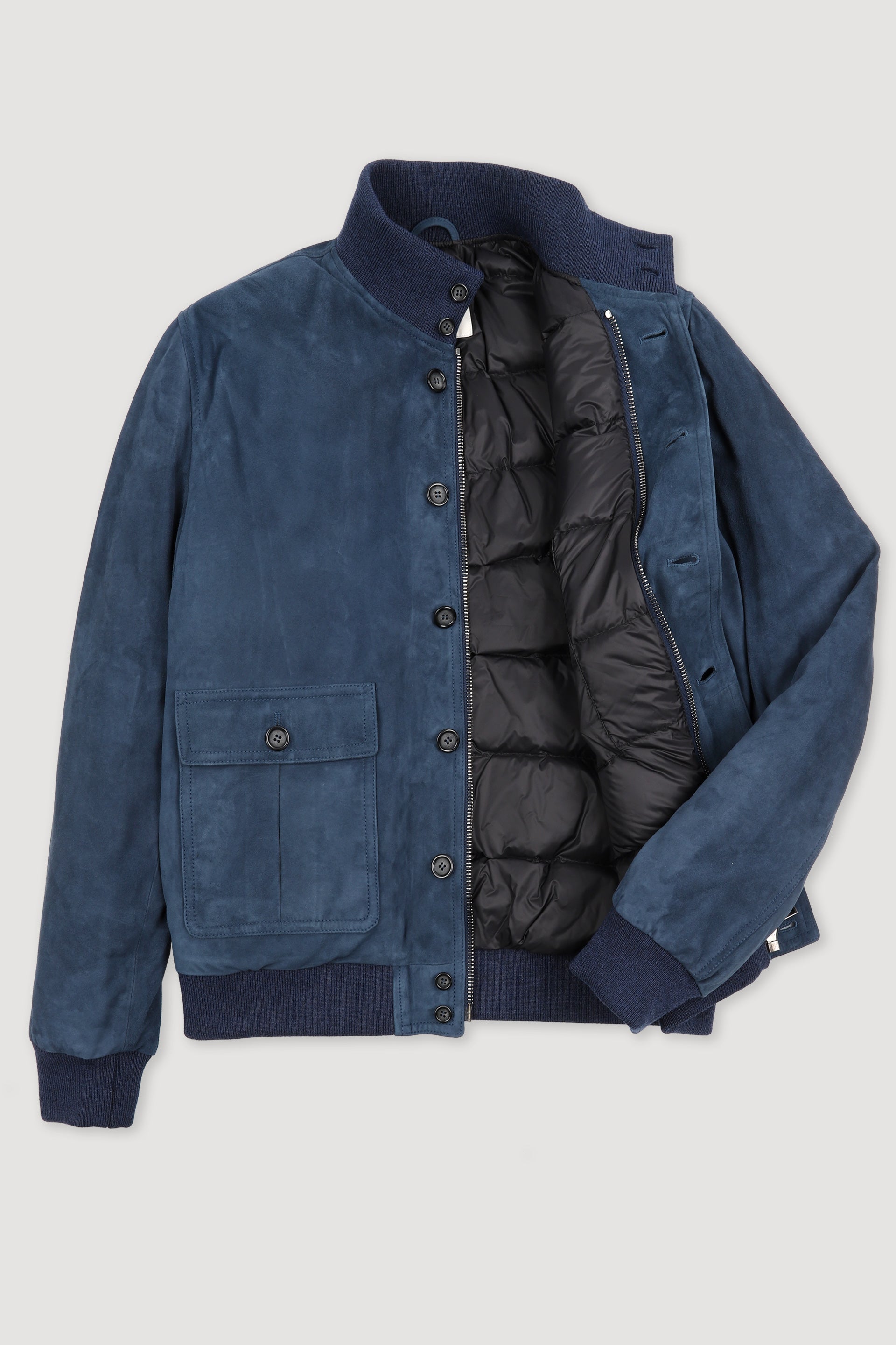 GIUBBOTTO VALSTARINO IMBOTTITO PIUMA, SUEDE - Aircraft blue