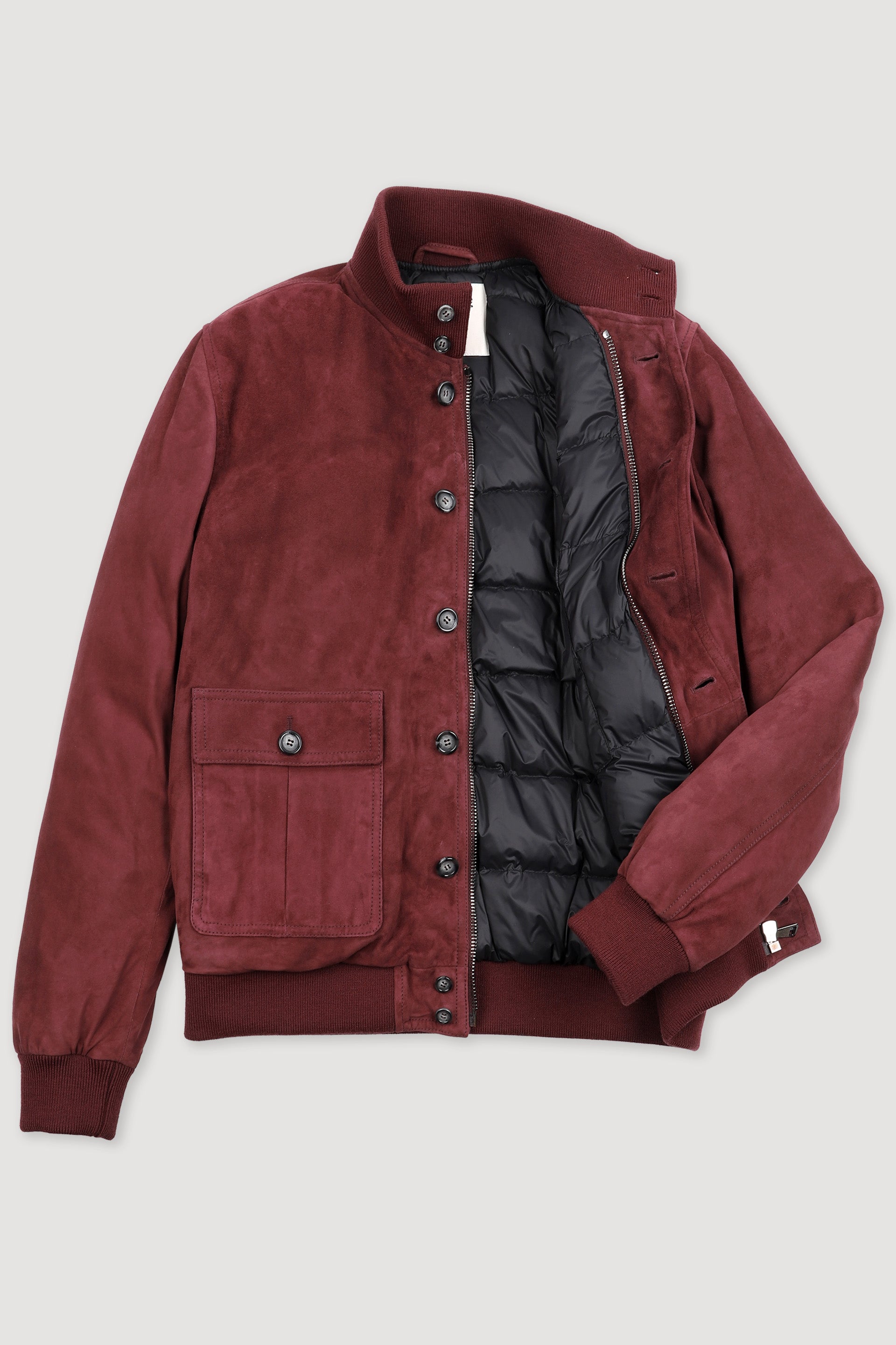 Goose down padded Valstarino in suede leather. Red - Myrtle