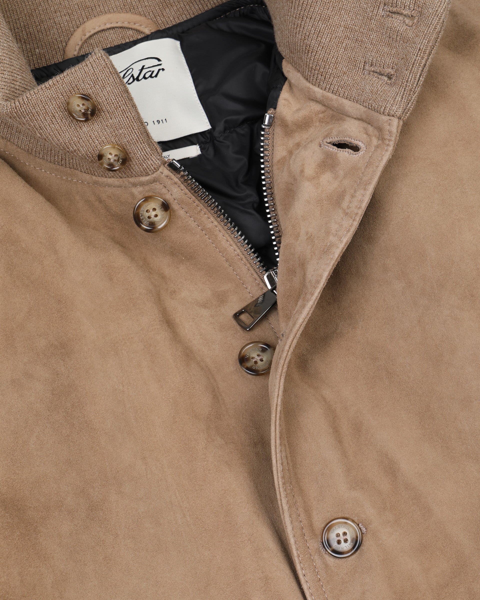 Giubbotto Valstarino in suede imbottito in piuma. Marrone - Grege