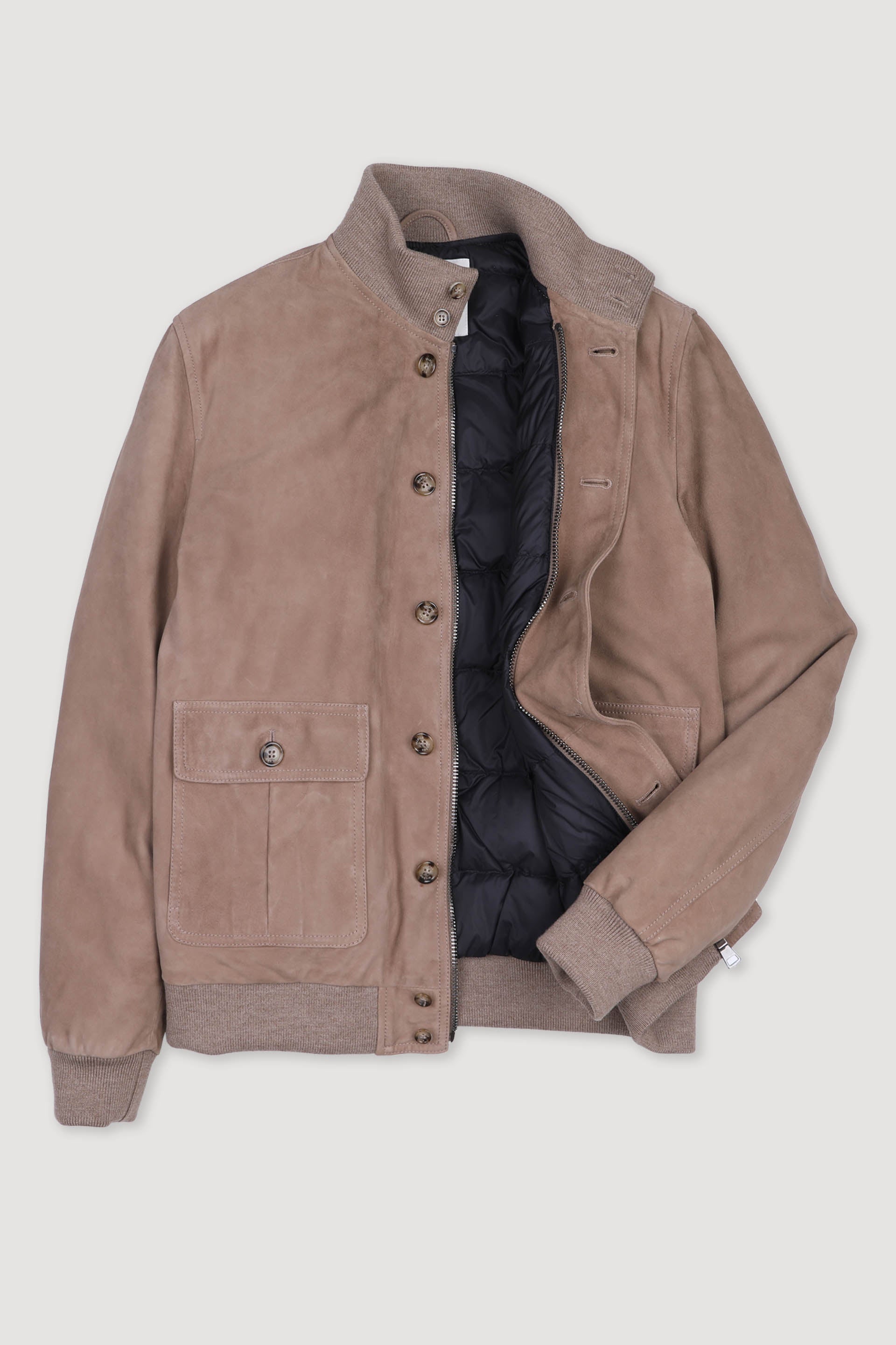 GIUBBOTTO VALSTARINO IMBOTTITO PIUMA, SUEDE - Grege