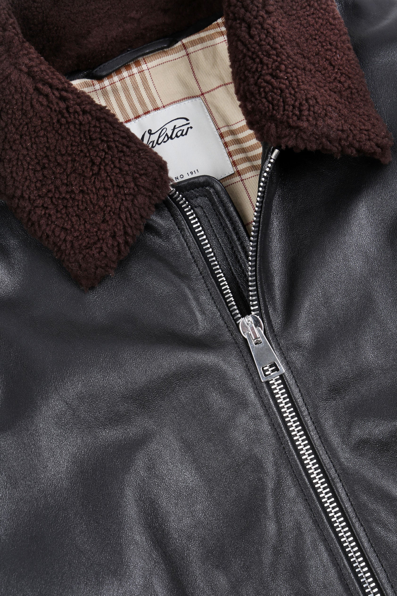 Padded nappa leather flight jacket with detachable shearling collar -