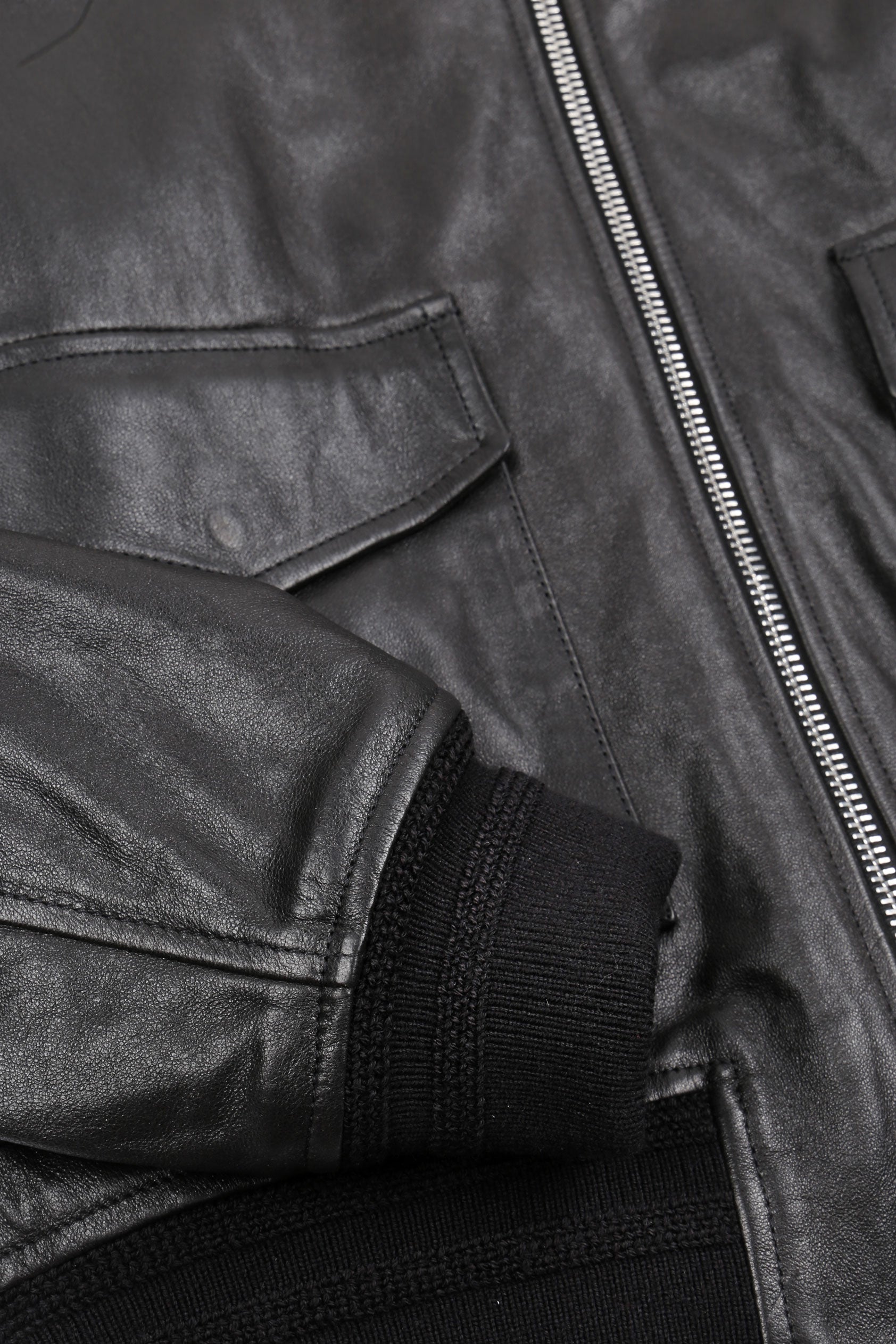 Padded nappa leather flight jacket with detachable shearling collar -