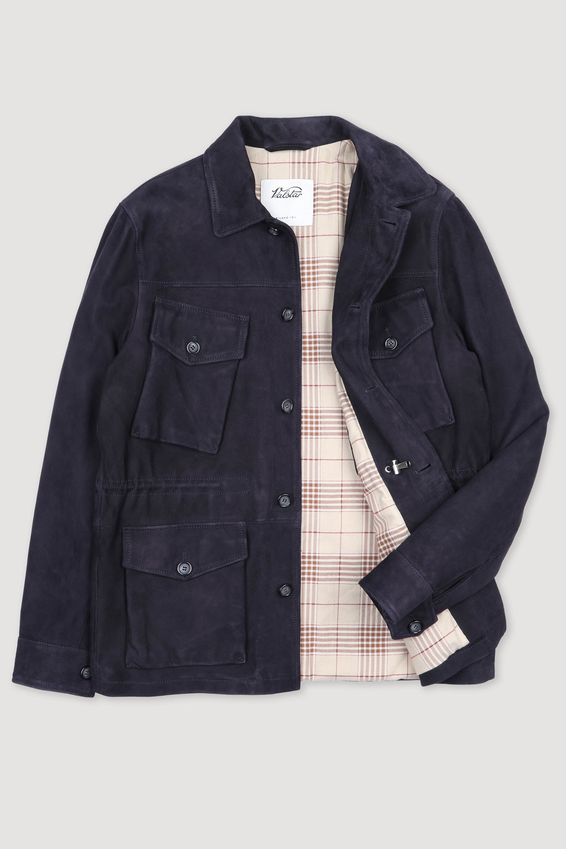 サルフラ　46 ジャケット　スウェード　Salfra ネイビー　Valstar Padded field jacket in suede leather - Dark blue