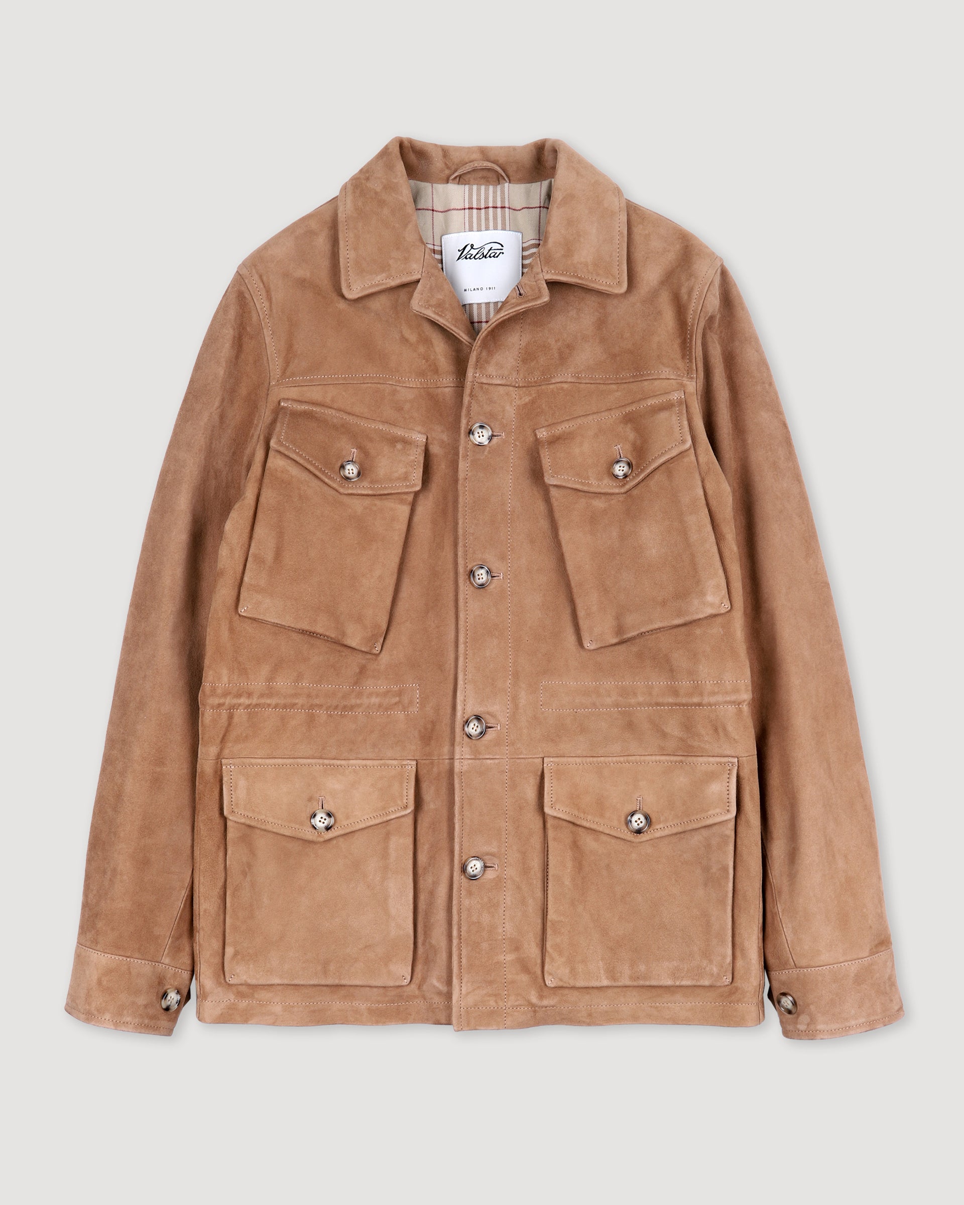 Field jacket in suede, imbottita. Beige - Arachide