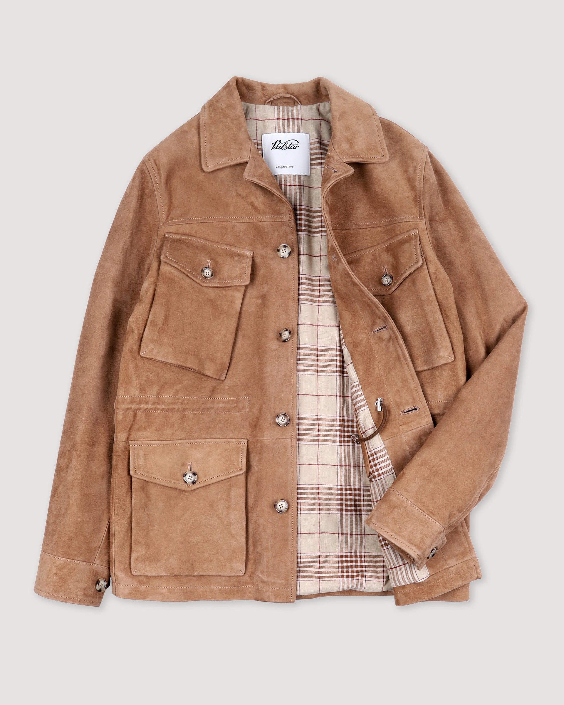 Field jacket in suede, imbottita. Beige - Arachide