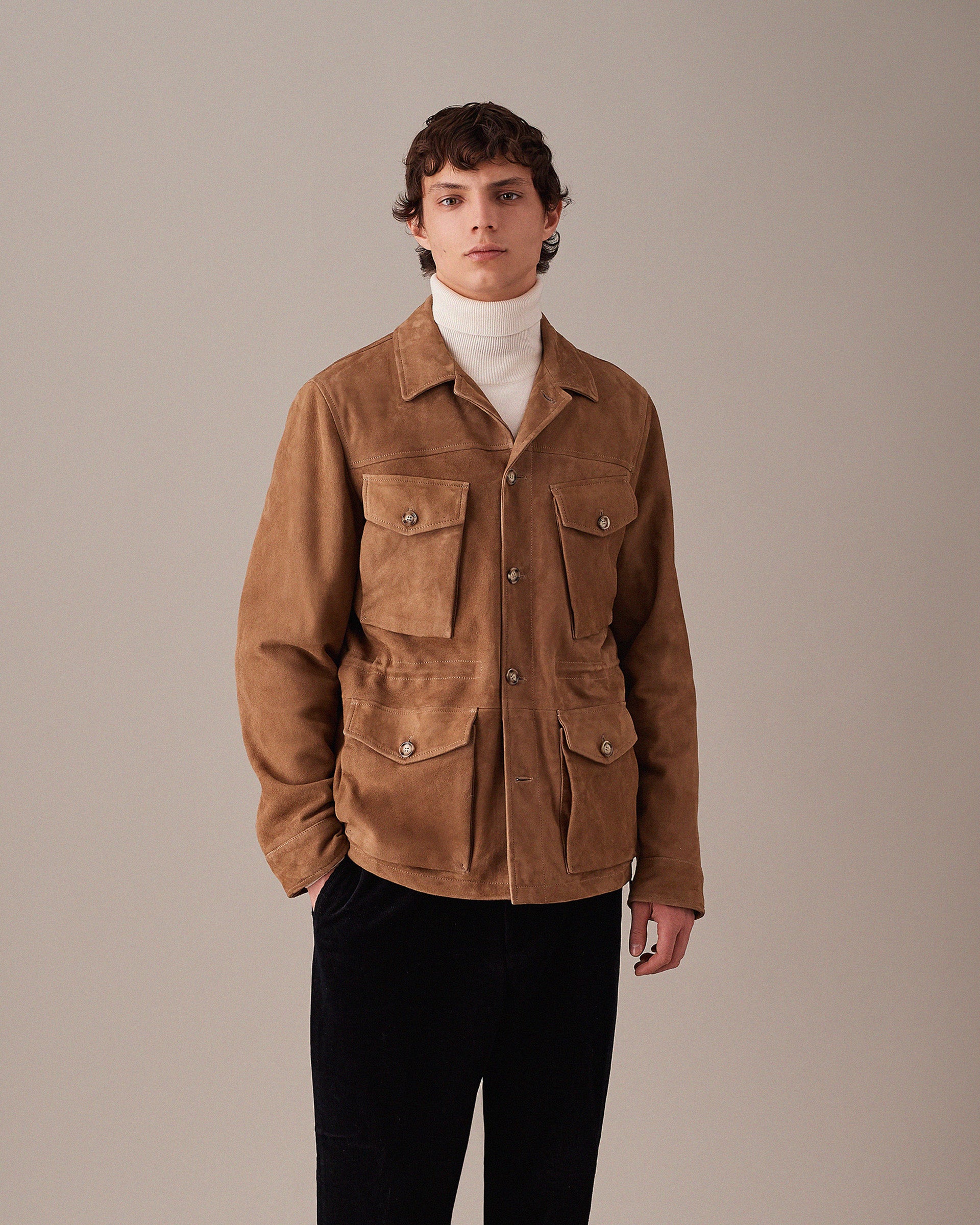 Field jacket in suede, imbottita. Beige - Arachide