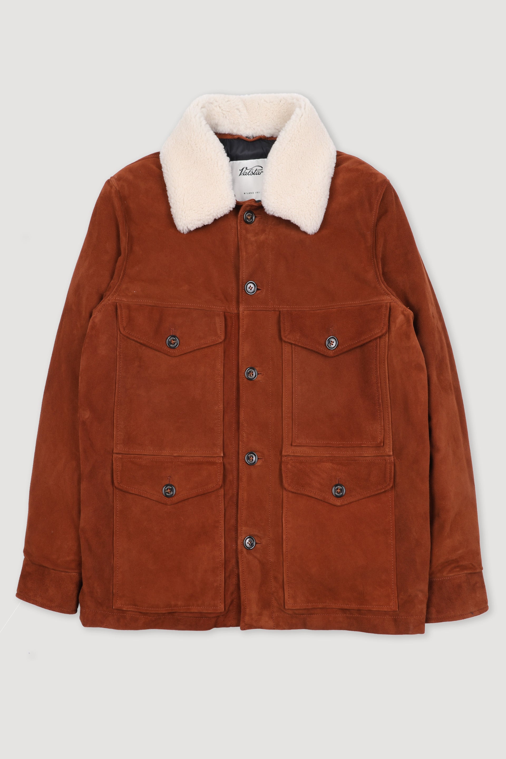 GIACCA MONTANA IMBOTTITA PIUMA, COLLO IN MONTONE, SUEDE - Brandy