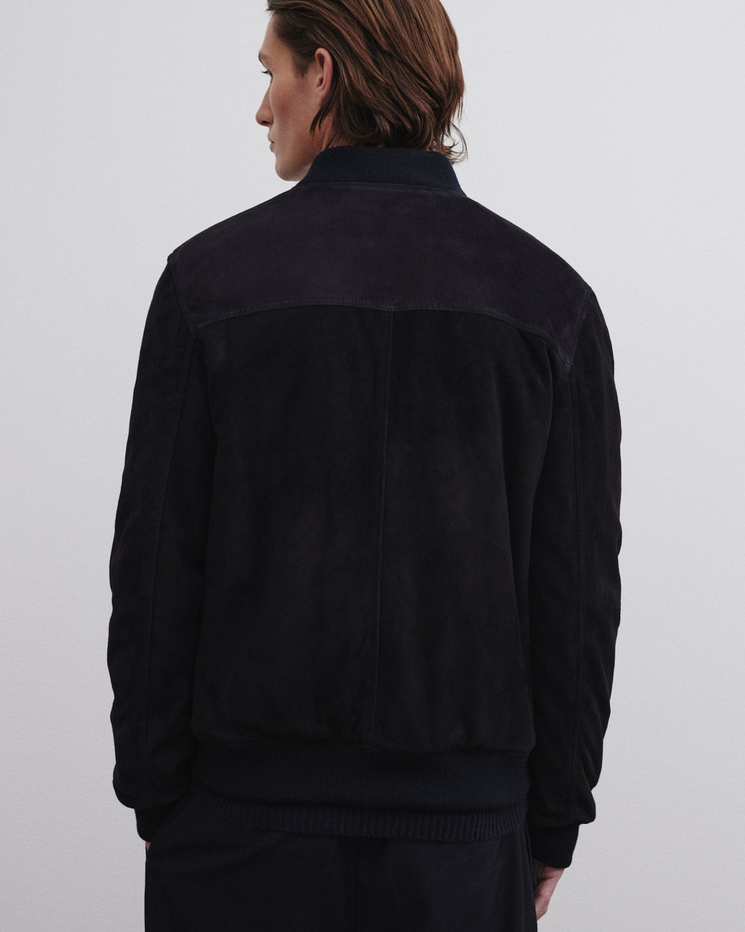 Bomber in suede imbottito. Blu - Dark blue