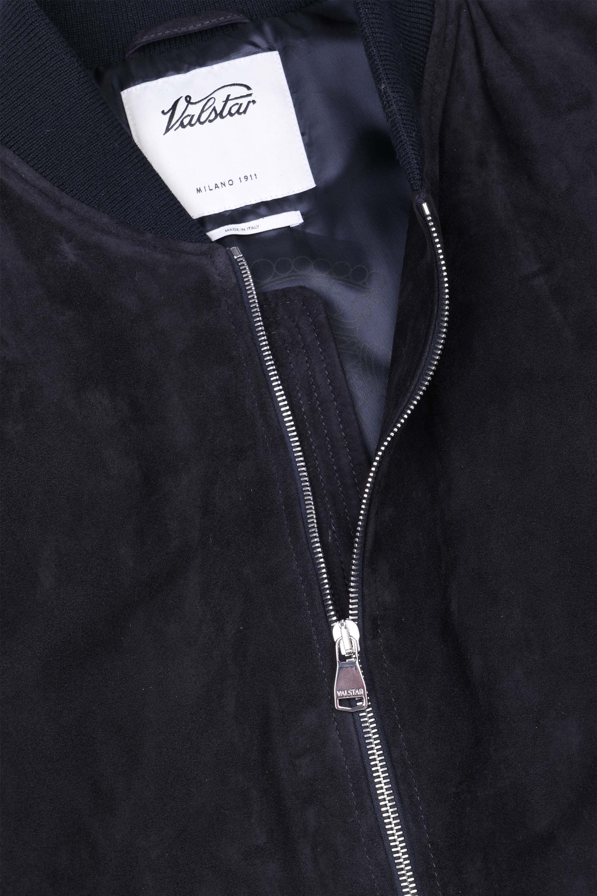 GIUBBOTTO BOMBER IMBOTTITO, LIGHT SOFT SUEDE - Dark blue