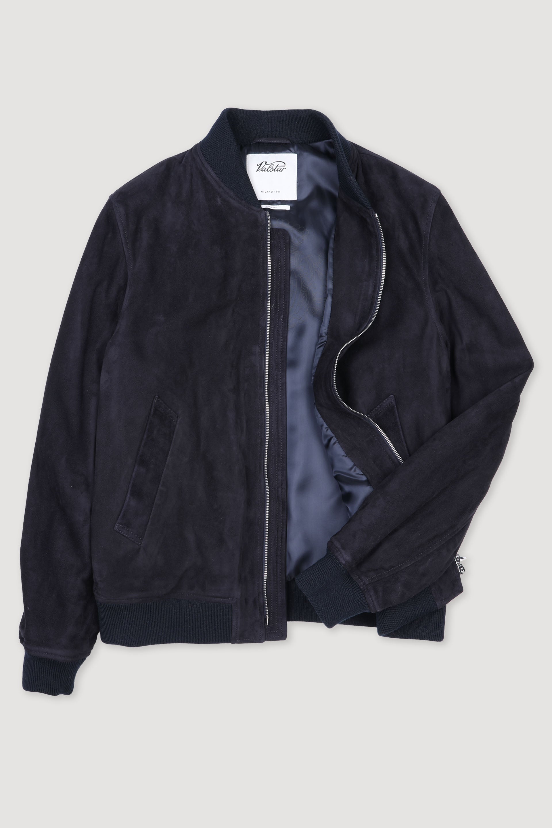 GIUBBOTTO BOMBER IMBOTTITO, LIGHT SOFT SUEDE - Dark blue