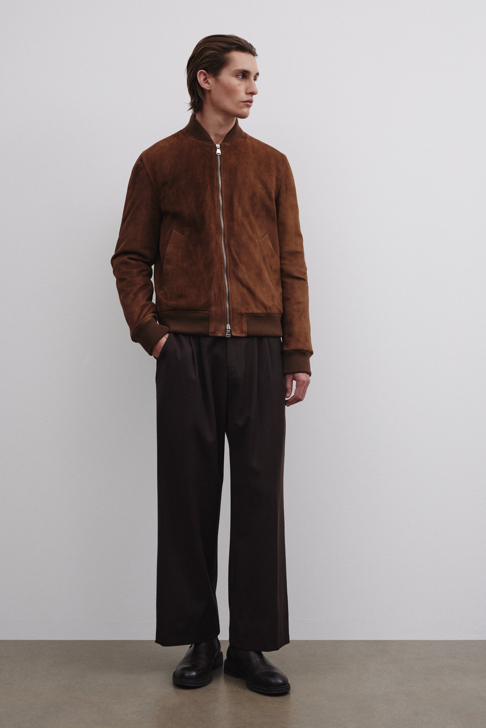 GIUBBOTTO BOMBER IMBOTTITO, LIGHT SOFT SUEDE - Sesamo