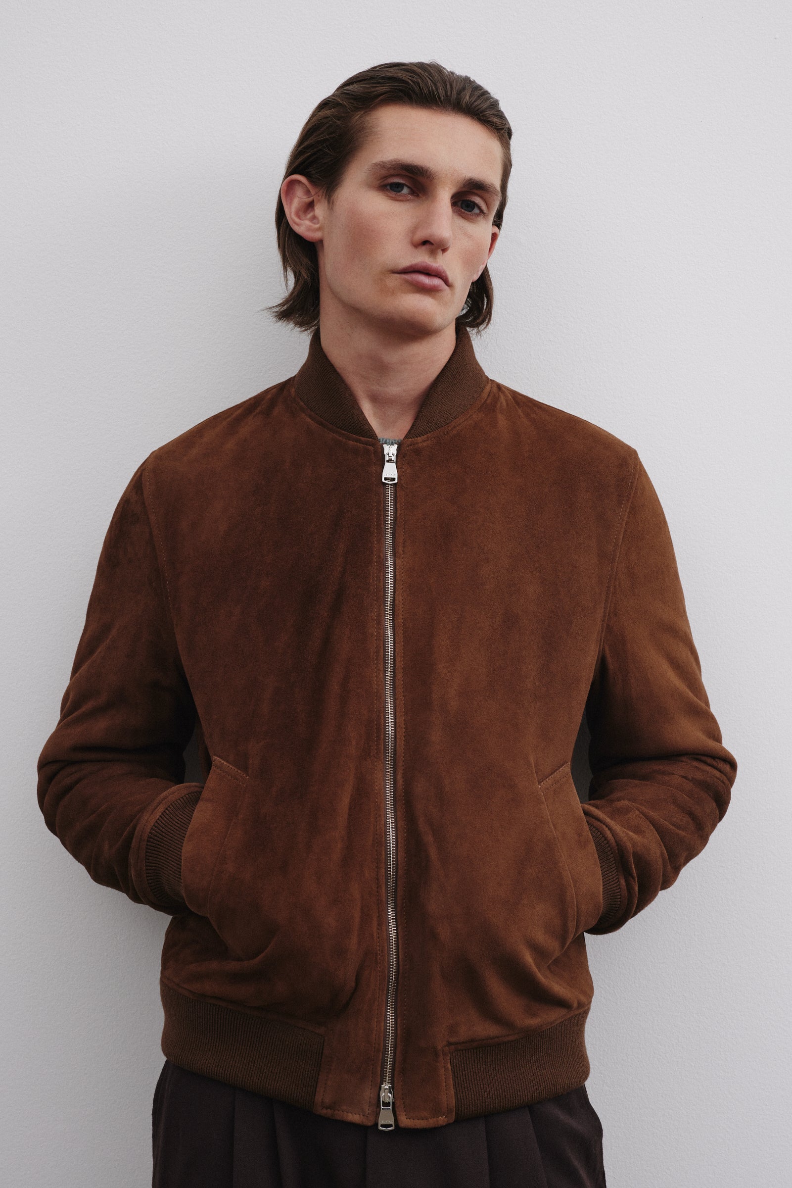 GIUBBOTTO BOMBER IMBOTTITO, LIGHT SOFT SUEDE - Sesamo
