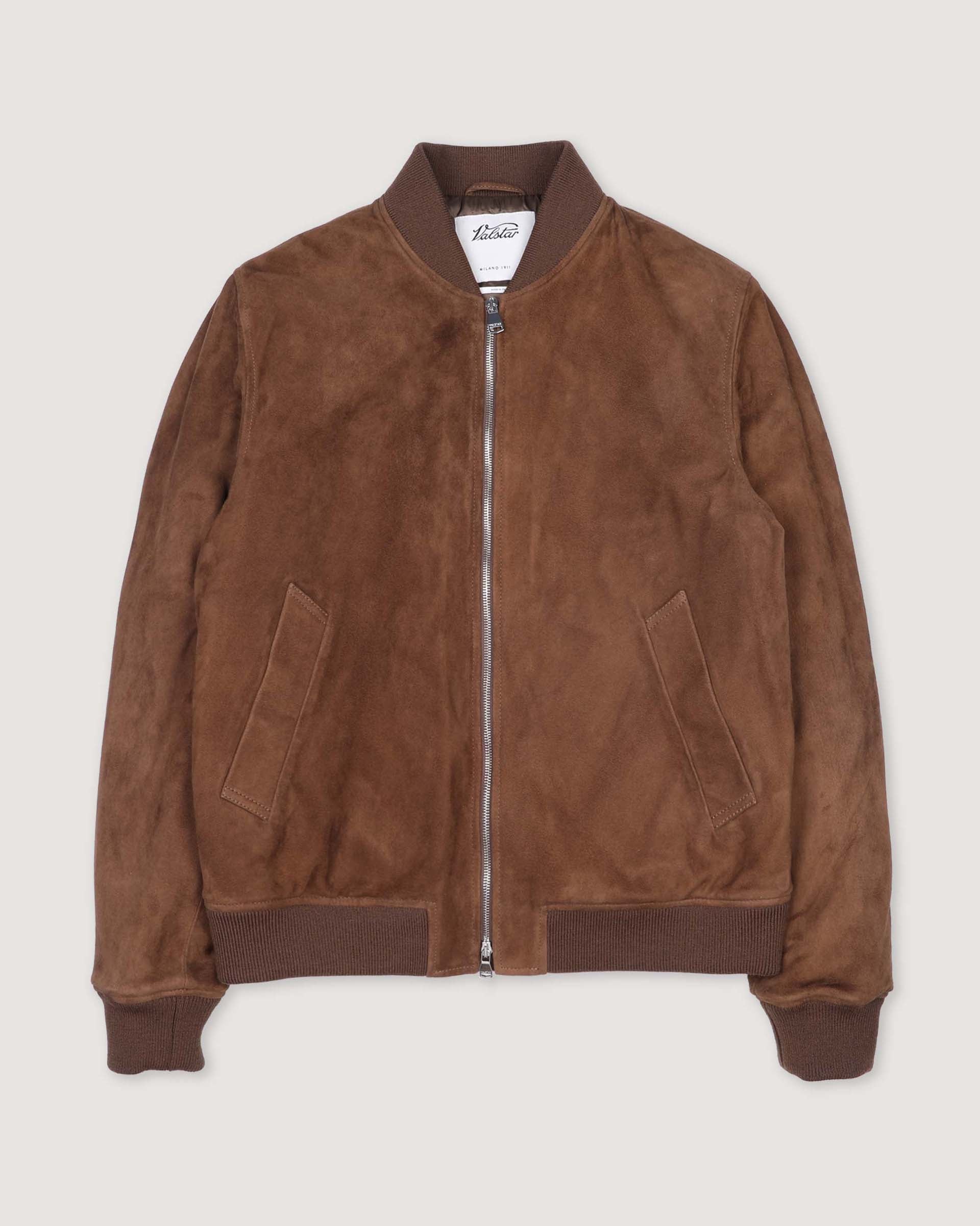 Bomber in suede imbottito. Marrone - Sesamo