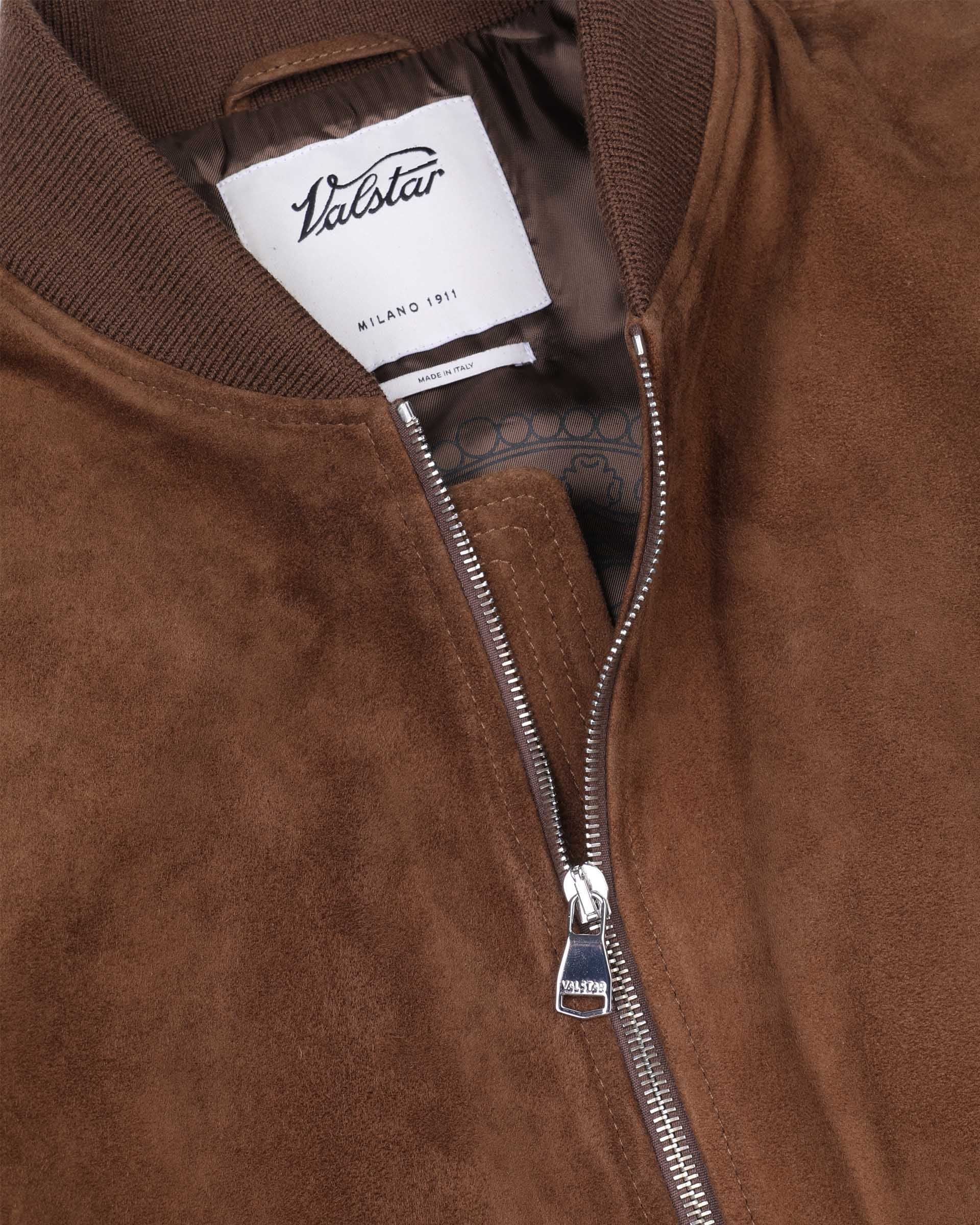Bomber in suede imbottito. Marrone - Sesamo
